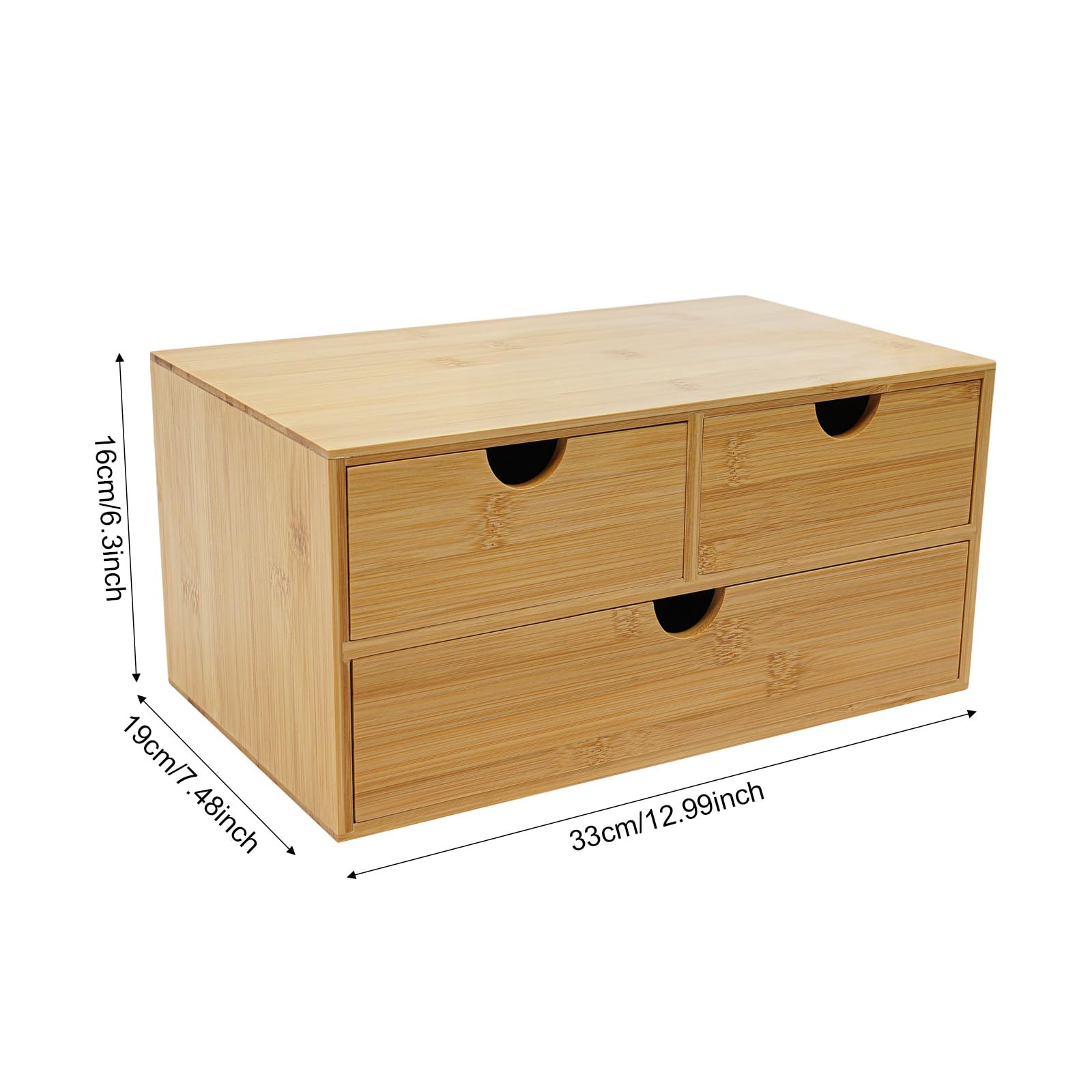 TiryyDrela organizer scrivania bambù 3 cassetti 33x19 cm