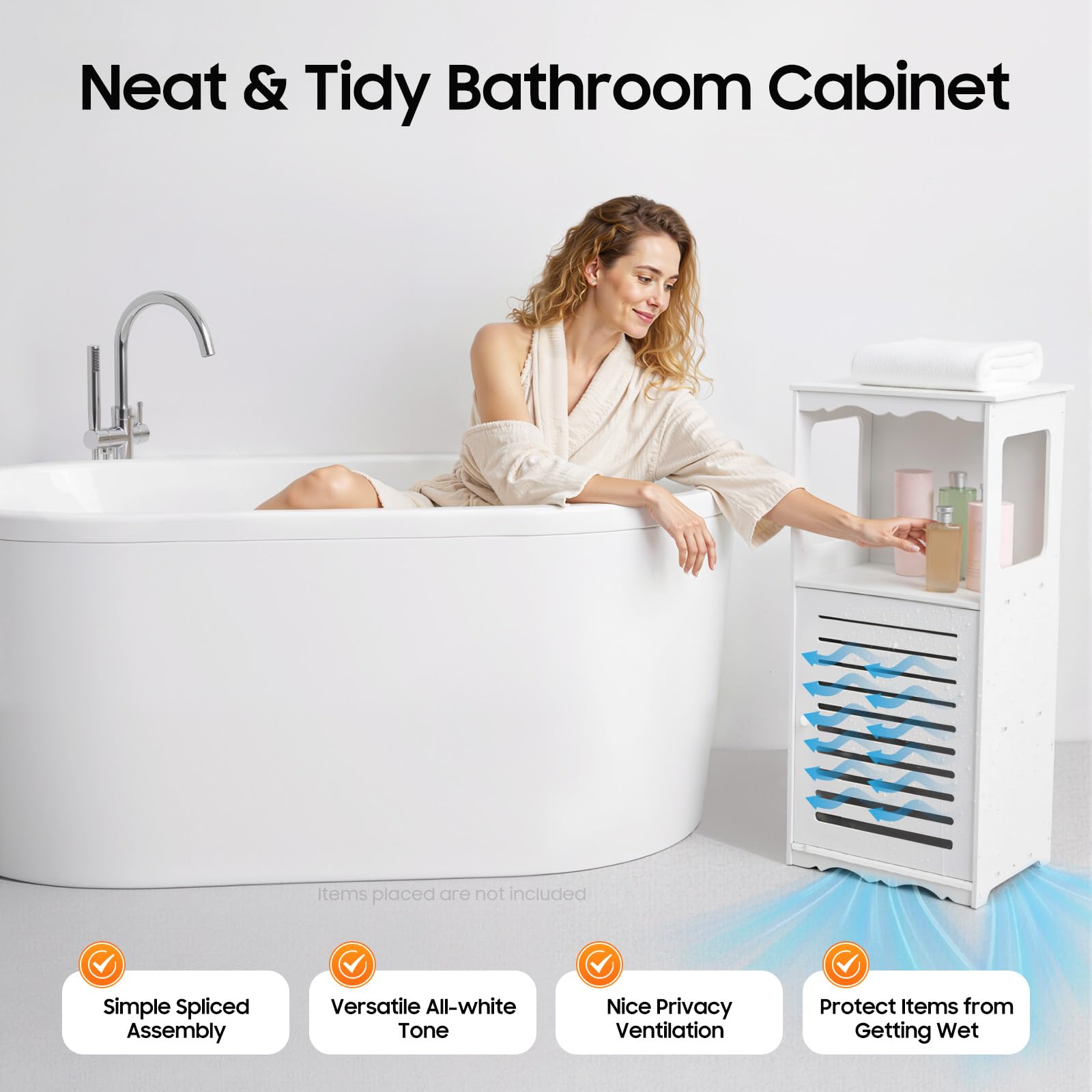 TiryyDrela Mobile Colonna Bagno Bianco in PVC 80 cm