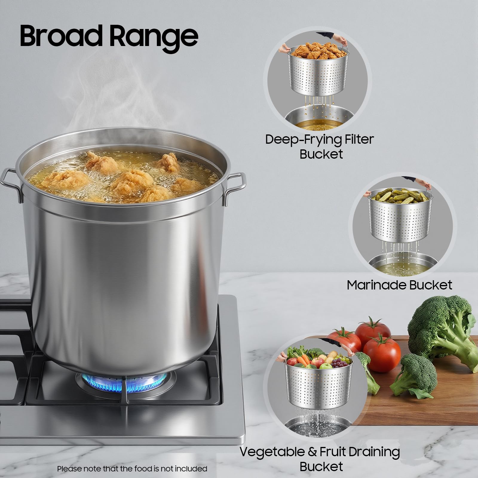 TiryyDrela pentola inox 50 L con cestello e coperchio