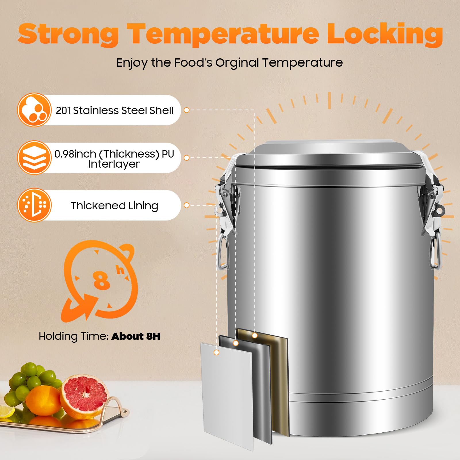 TiryyDrela contenitore termico inox 20L alimenti caldo
