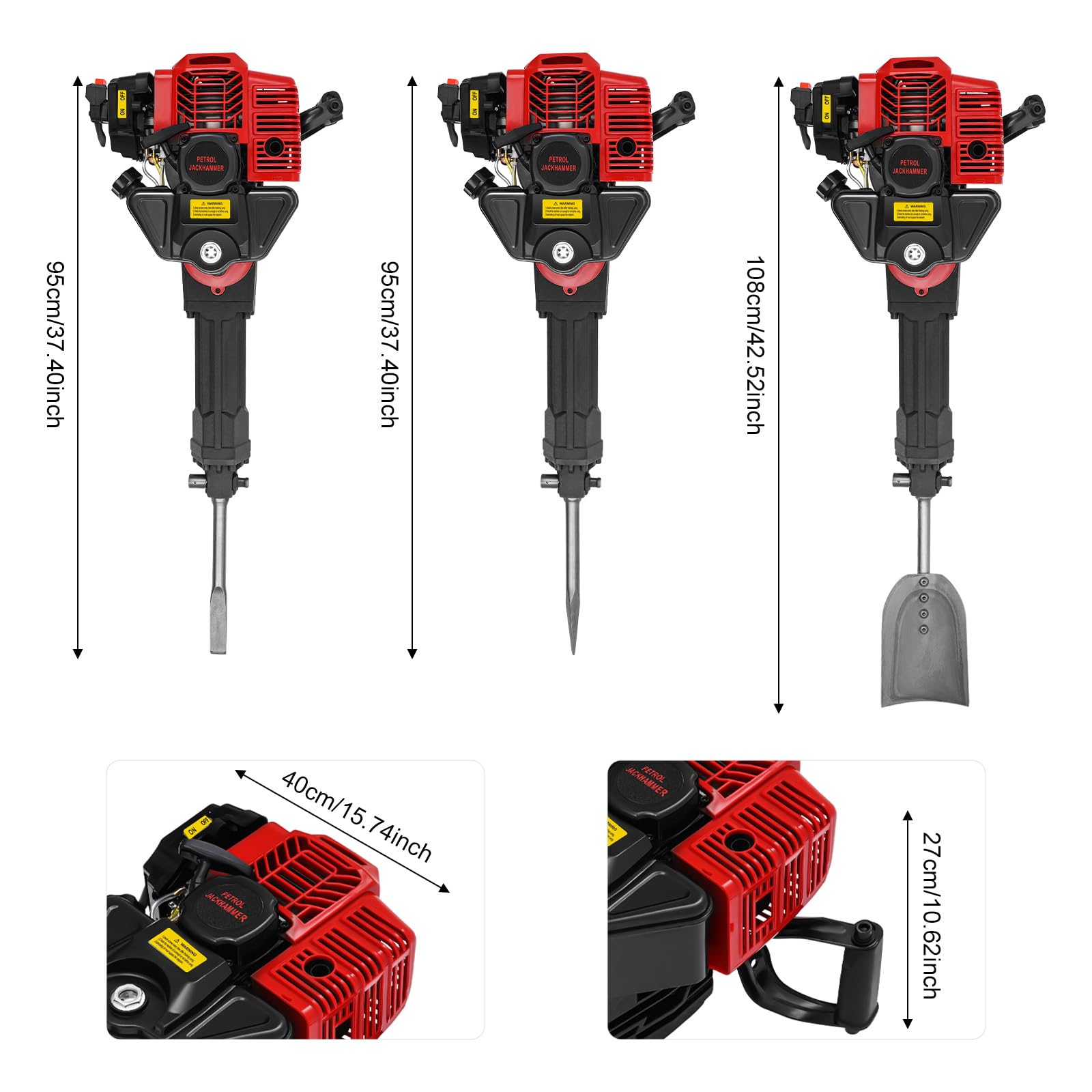 TiryyDrela Escavatore Benzina 52cc 1900W Giardinaggio 3 Punte