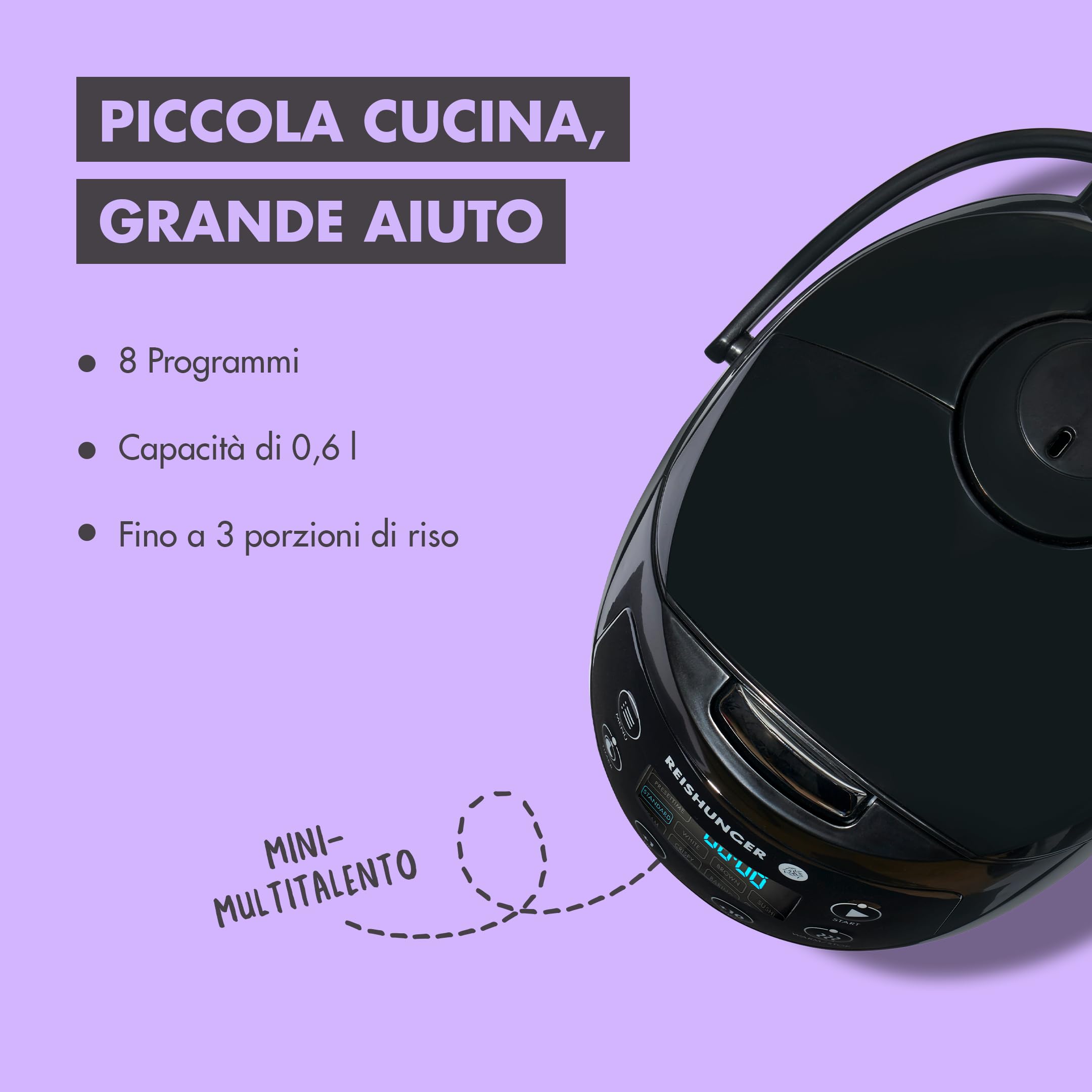 Reishunger cuociriso digitale 0,6 L menta 7 programmi