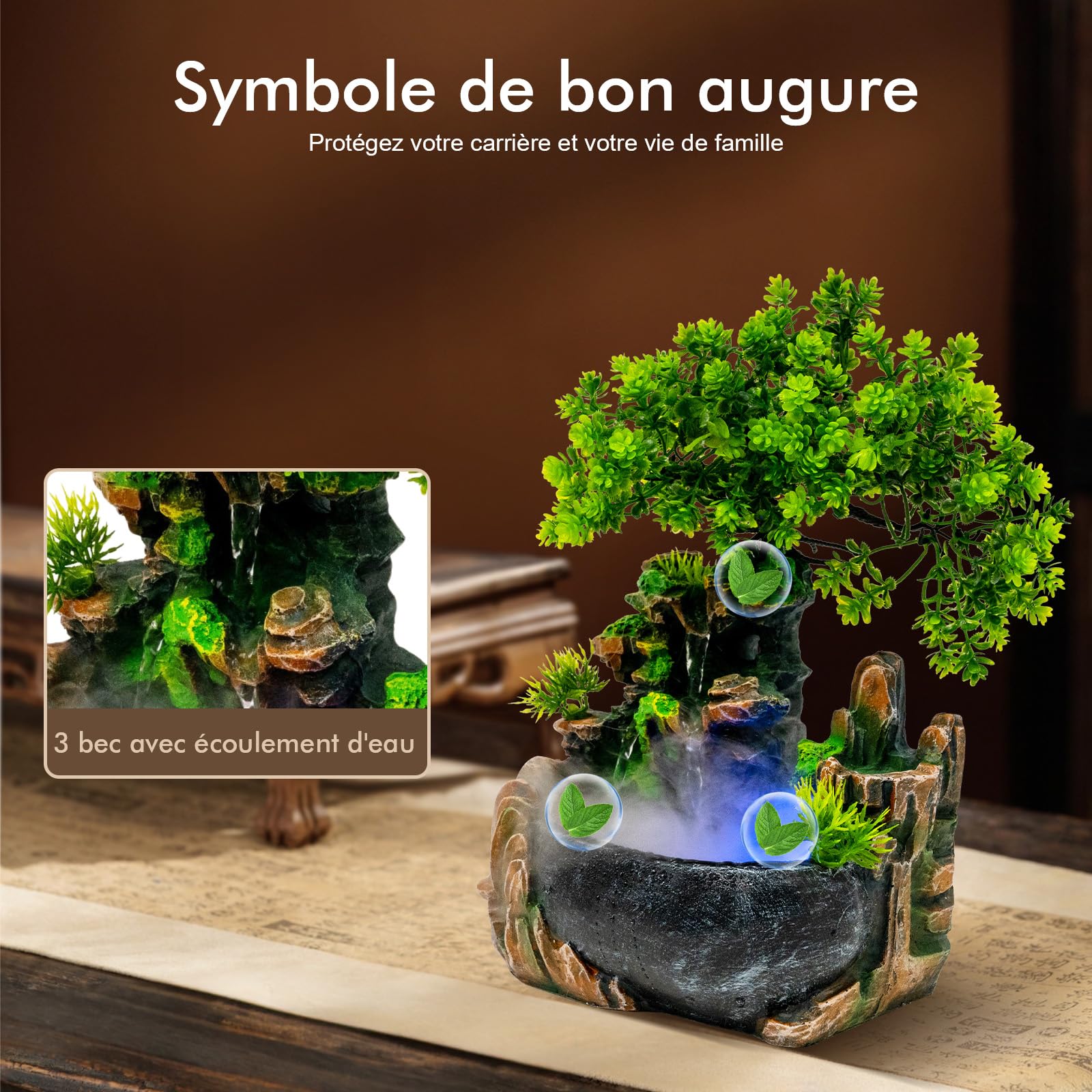 TiryyDrela Fontana da Tavolo Zen LED 20x15x28 cm
