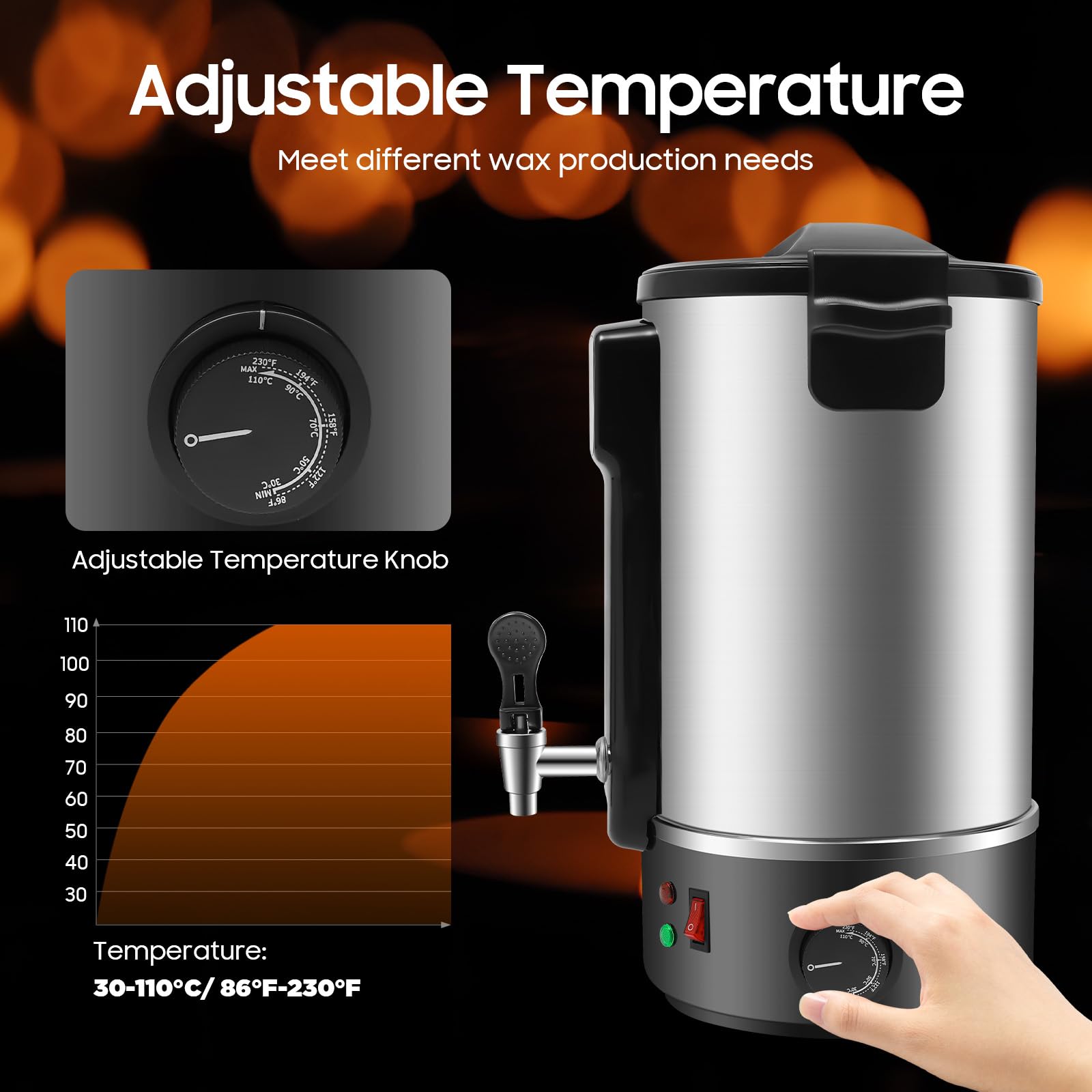 TiryyDrela Fonditore cera 8L 30-100°C LED antiaderente