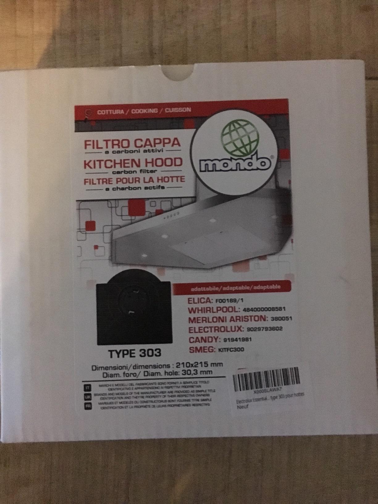 Electrolux Essential 9029793602 filtro cappa carbone Tipo 303