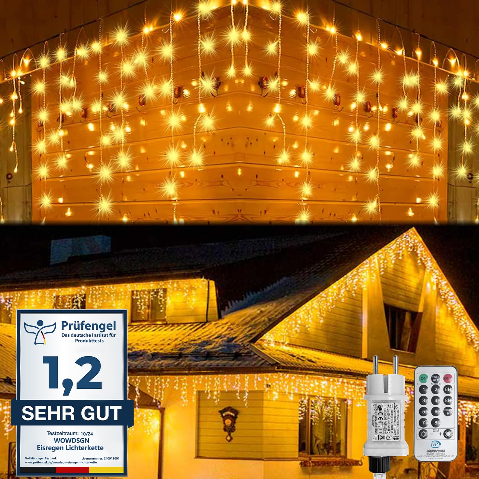 WOWDSGN Tenda Luminosa 10M 440 LED luci Natale bianco caldo