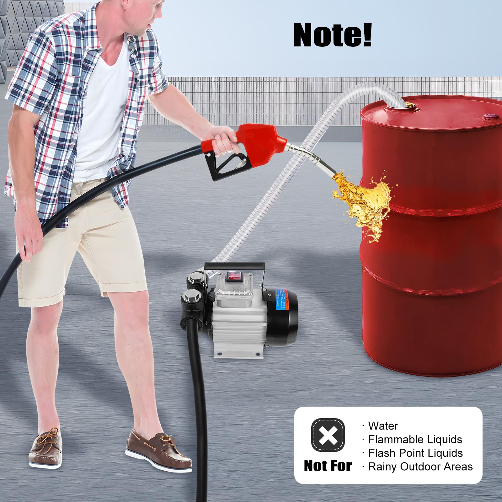 TiryyDrela Kit Pompa Gasolio 550W 60 L/min con Pistola e Tubi