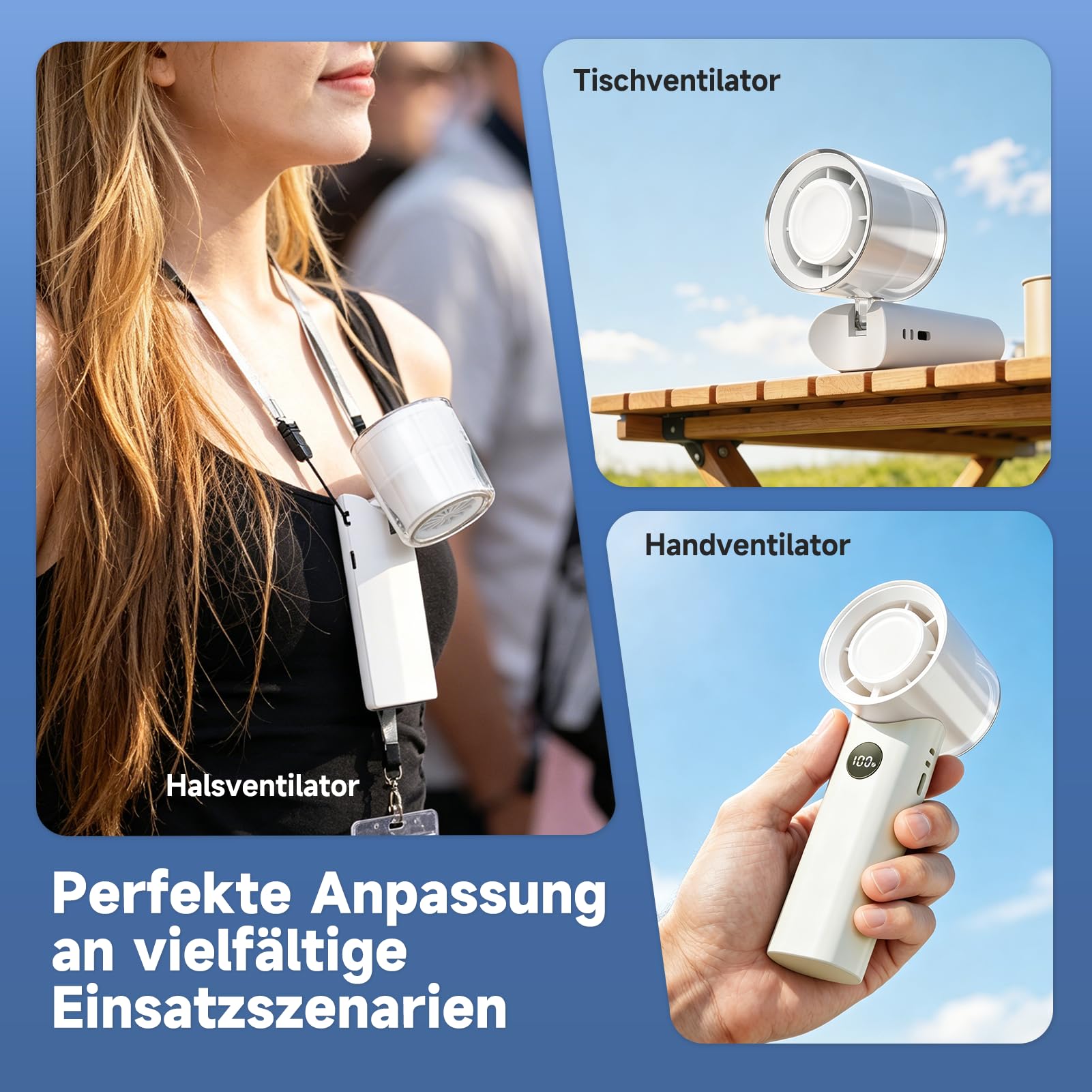 WOWDSGN ventilatore portatile bianco 4000 mAh 5 velocità