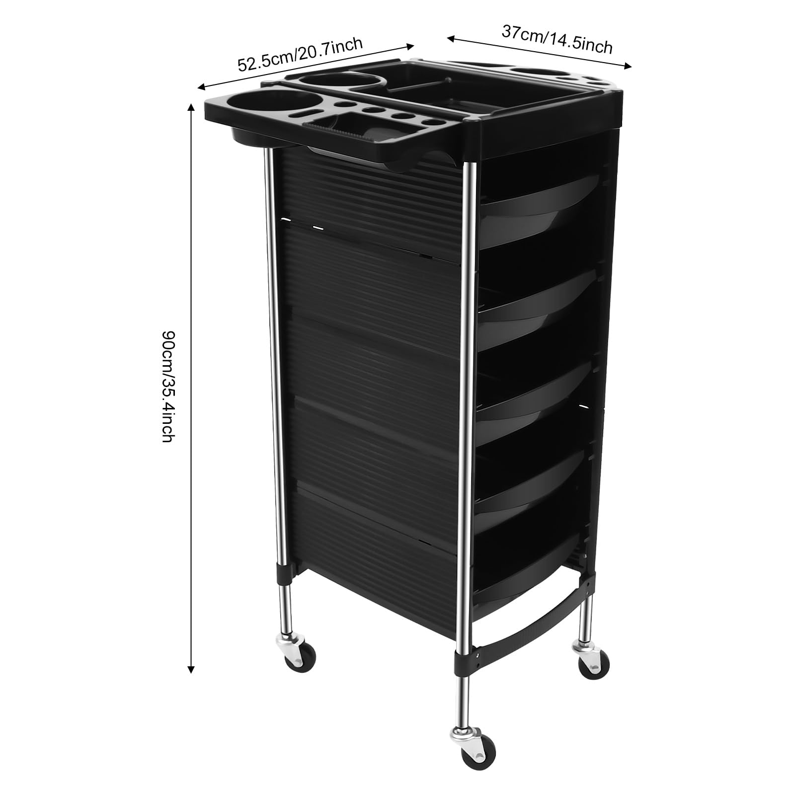TiryyDrela Carrello Parrucchiere 5 Cassetti Nero