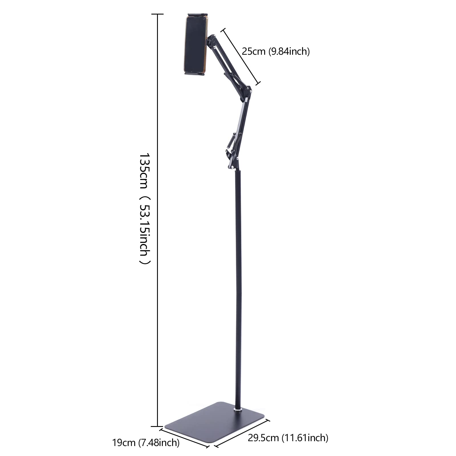 TiryyDrela Supporto Tablet Pavimento Acciaio 135 cm 360°