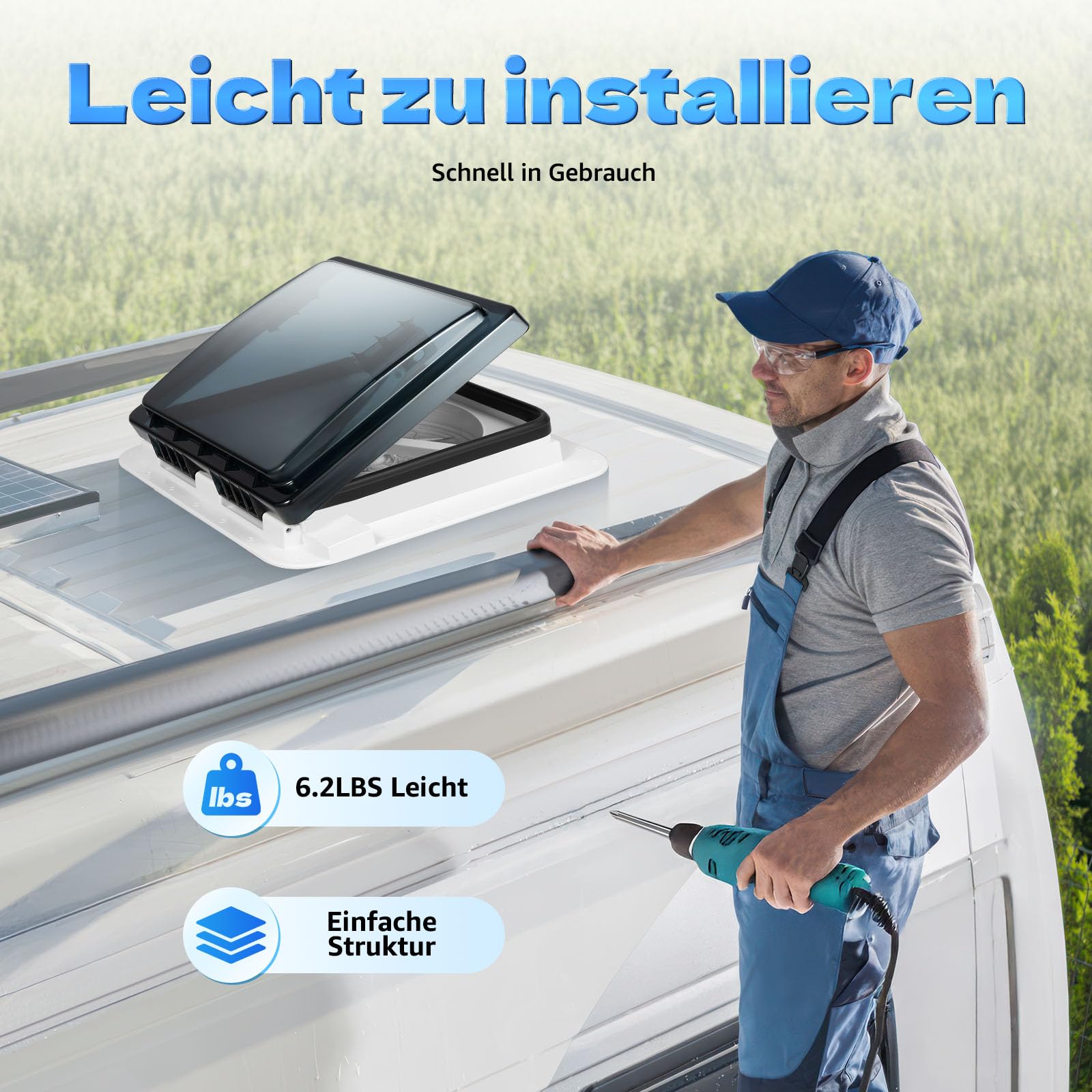 TiryyDrela Ventilatore Tetto Camper 12V LED Reversibile IP68