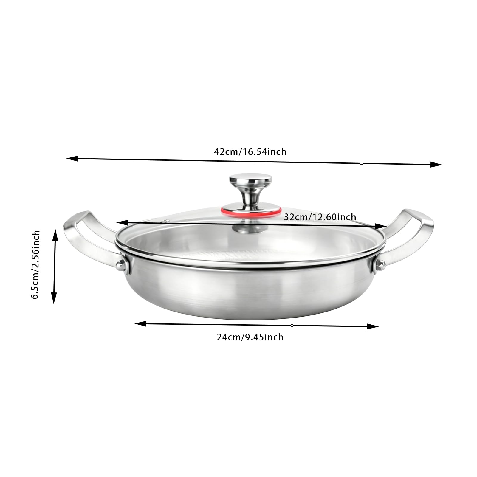 TiryyDrela Padella 32 Cm Titanio Martellato con Coperchio Induzione