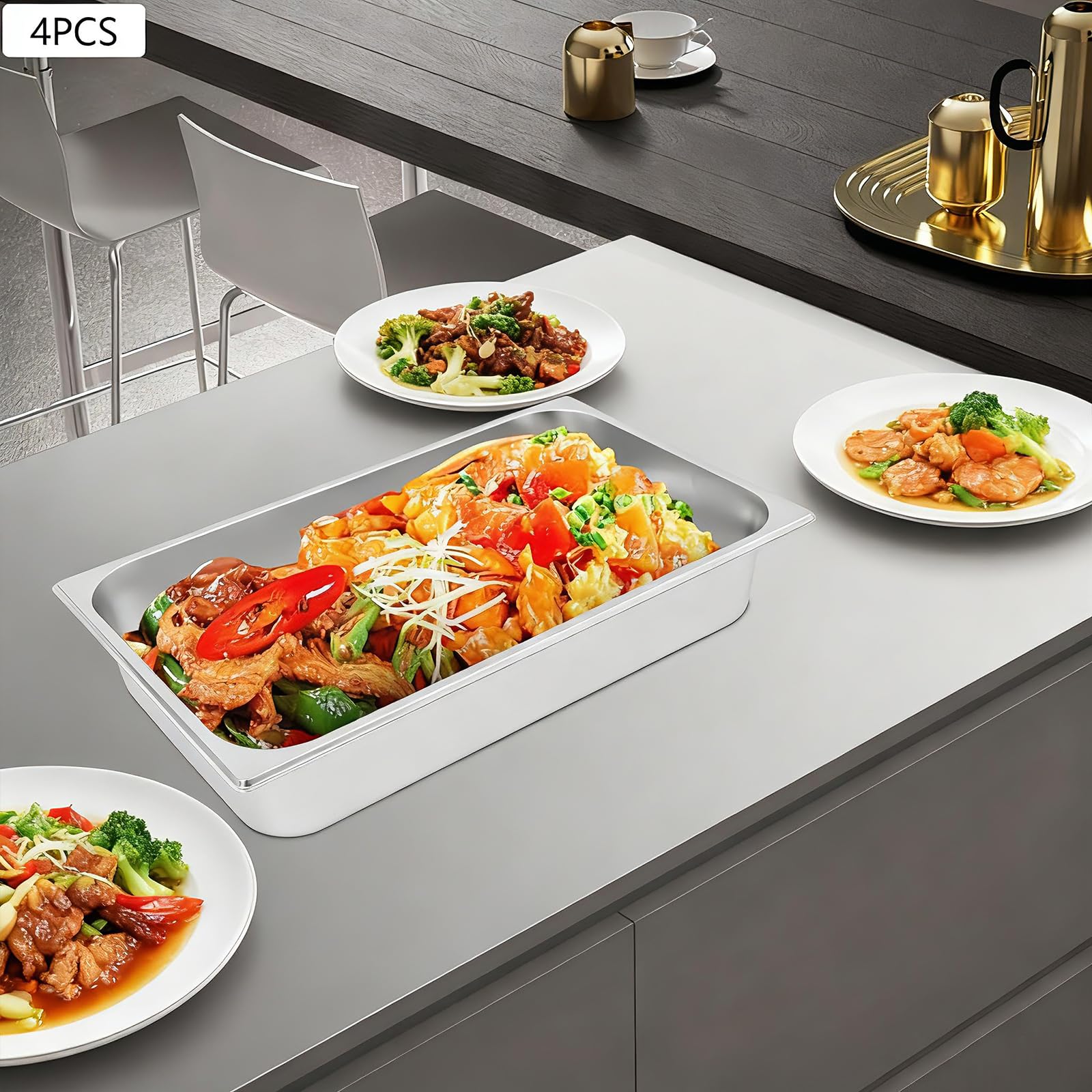 TiryyDrela contenitori alimenti inox 7,5L set 4 con coperchio