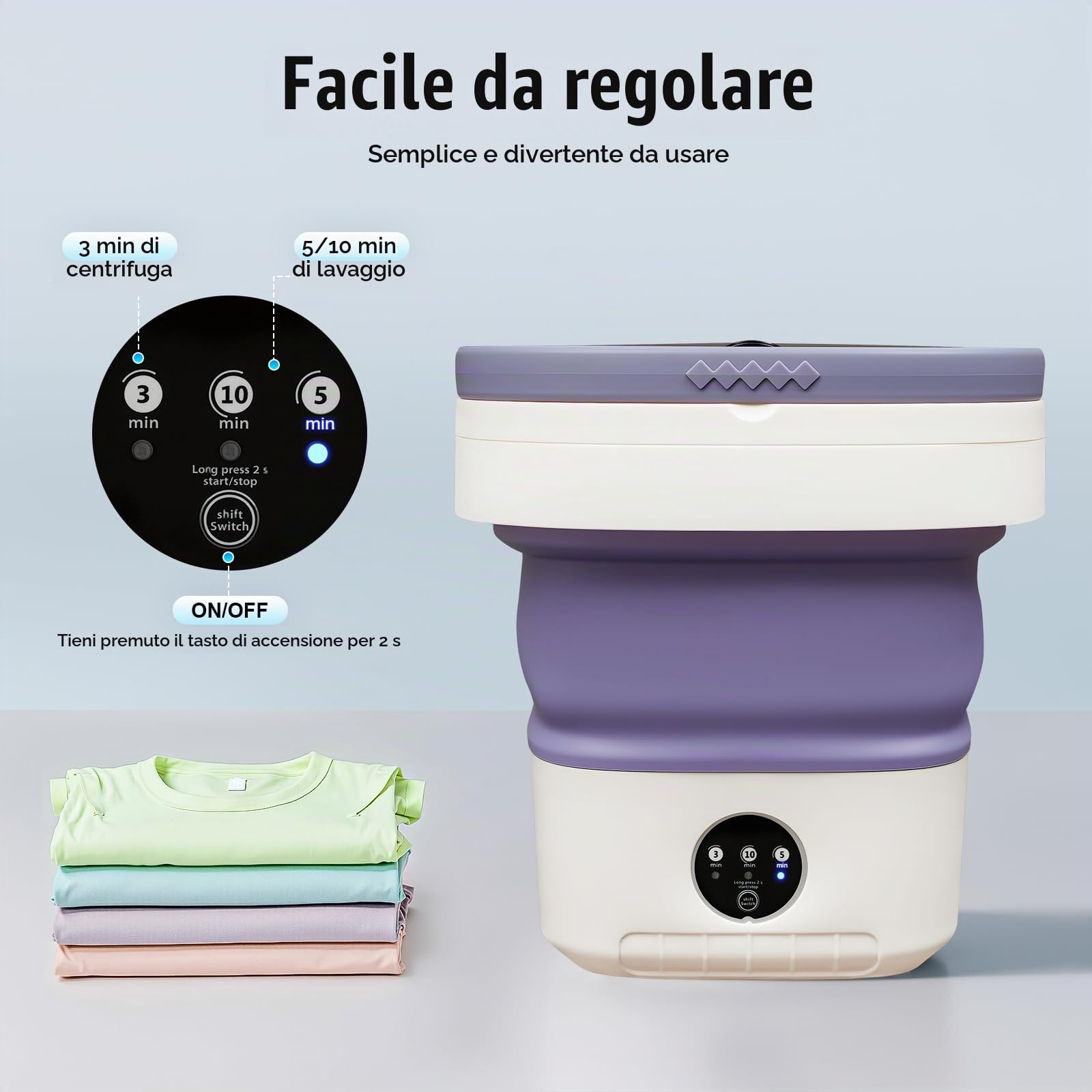 TiryyDrela Mini Lavatrice Pieghevole 12,68 L Intimo e Bimbi