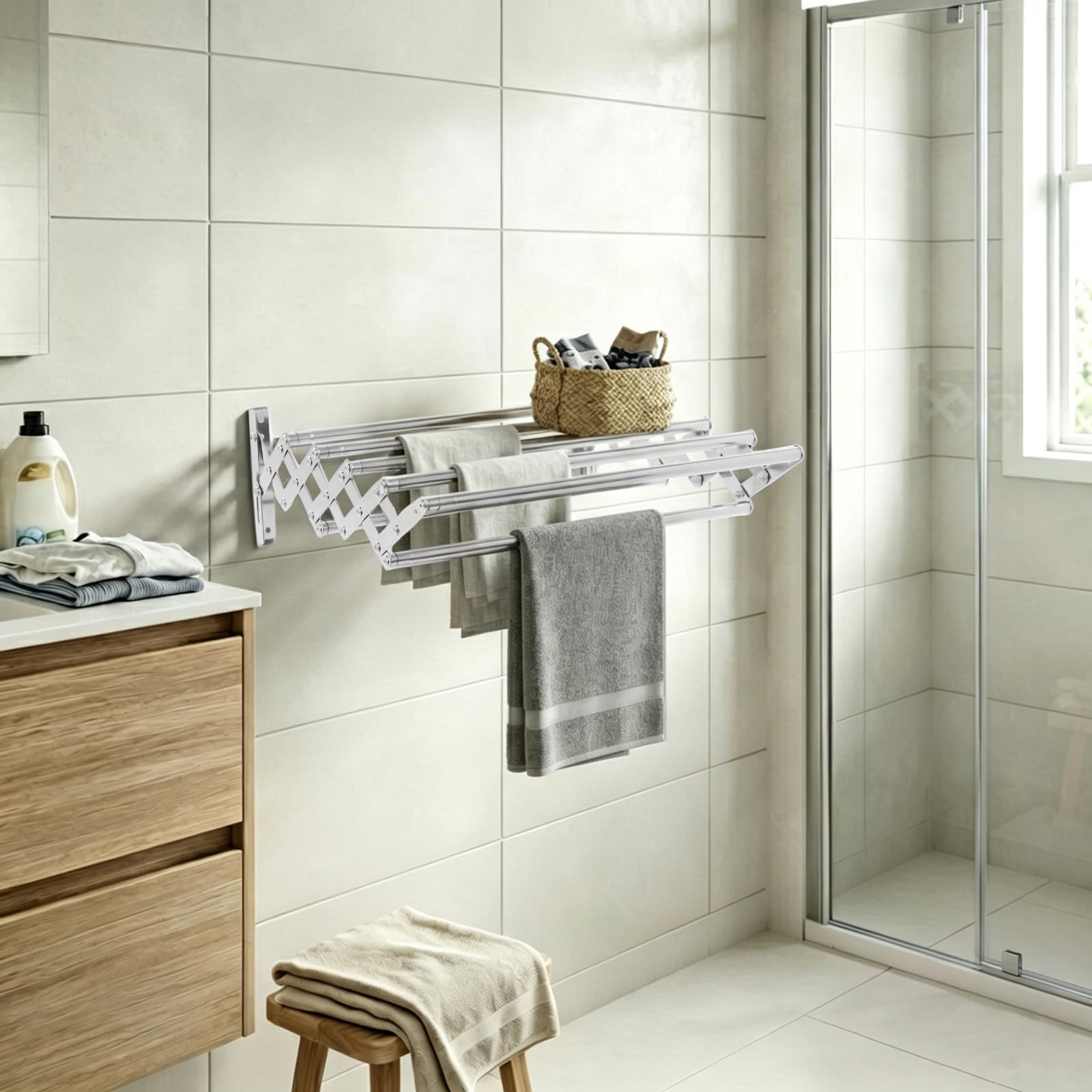 TiryyDrela Stendibiancheria Parete Acciaio Inox 7 Barre 40 kg