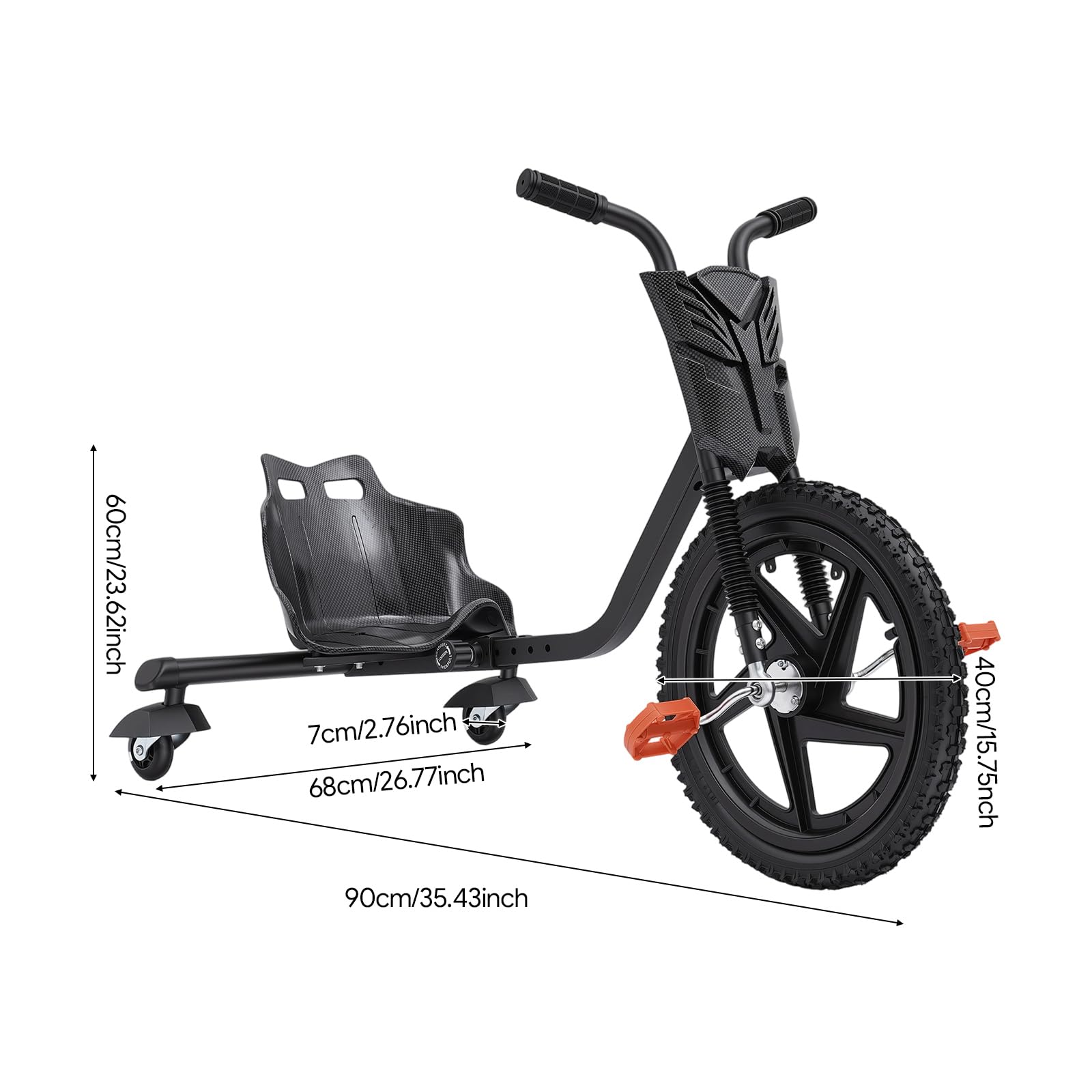 TiryyDrela Drift Trike Bambini Nero 3 Ruote