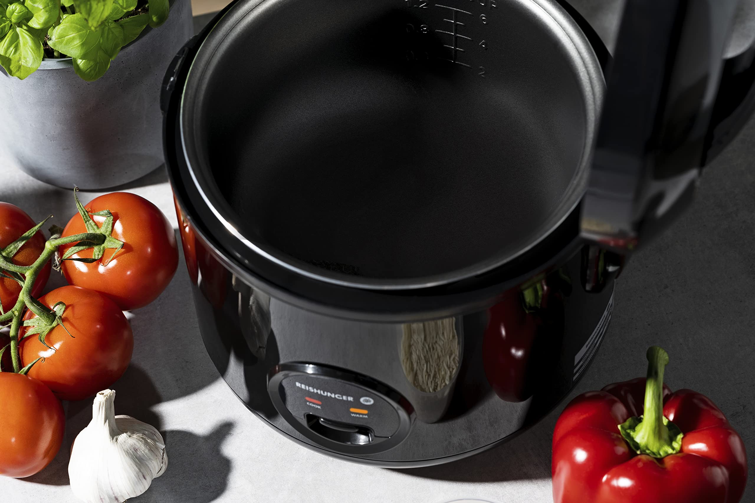 Reishunger cuociriso elettrico nero 1,2 L 6 persone antiaderente