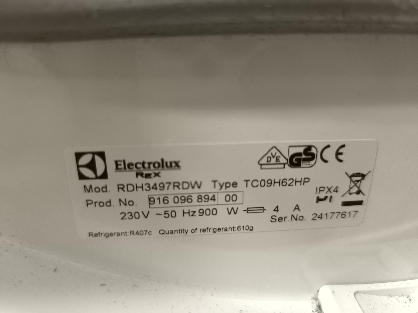 Electrolux 1366253233 cerniera porta asciugatrice