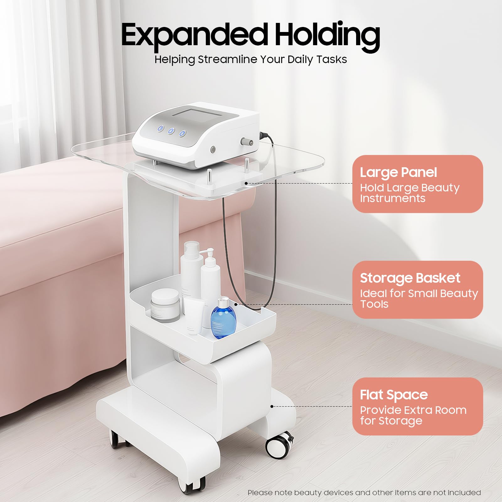 TiryyDrela Carrello Parrucchiere Mobile Bianco 76 cm 15 kg