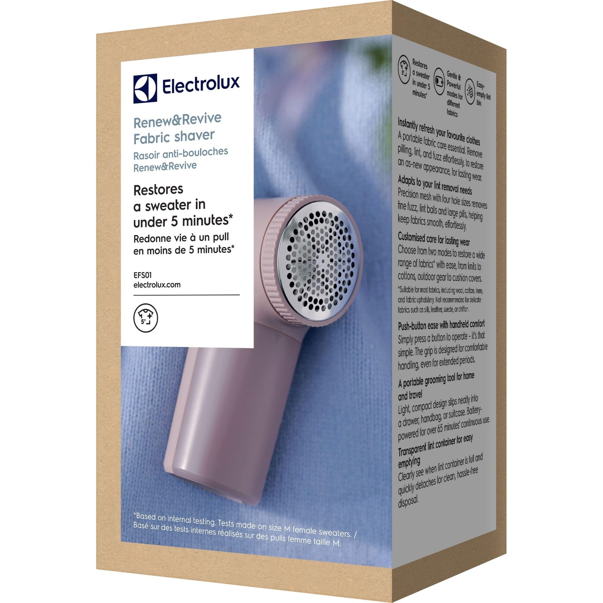 Electrolux EFS01 levapelucchi elettrico rosa a batteria