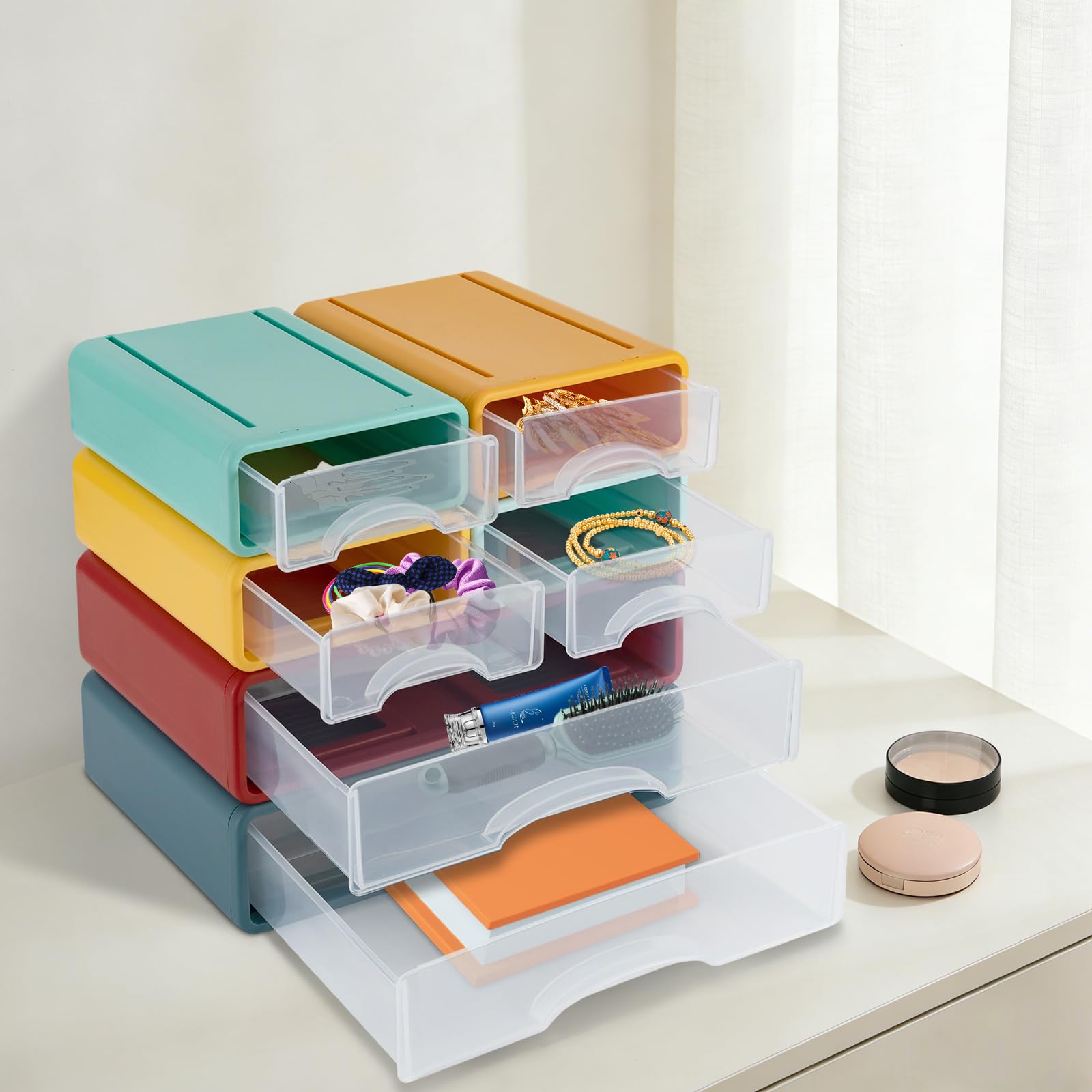 TiryyDrela Cassettiera Plastica 6 Cassetti 34x25x33 cm Traslucida