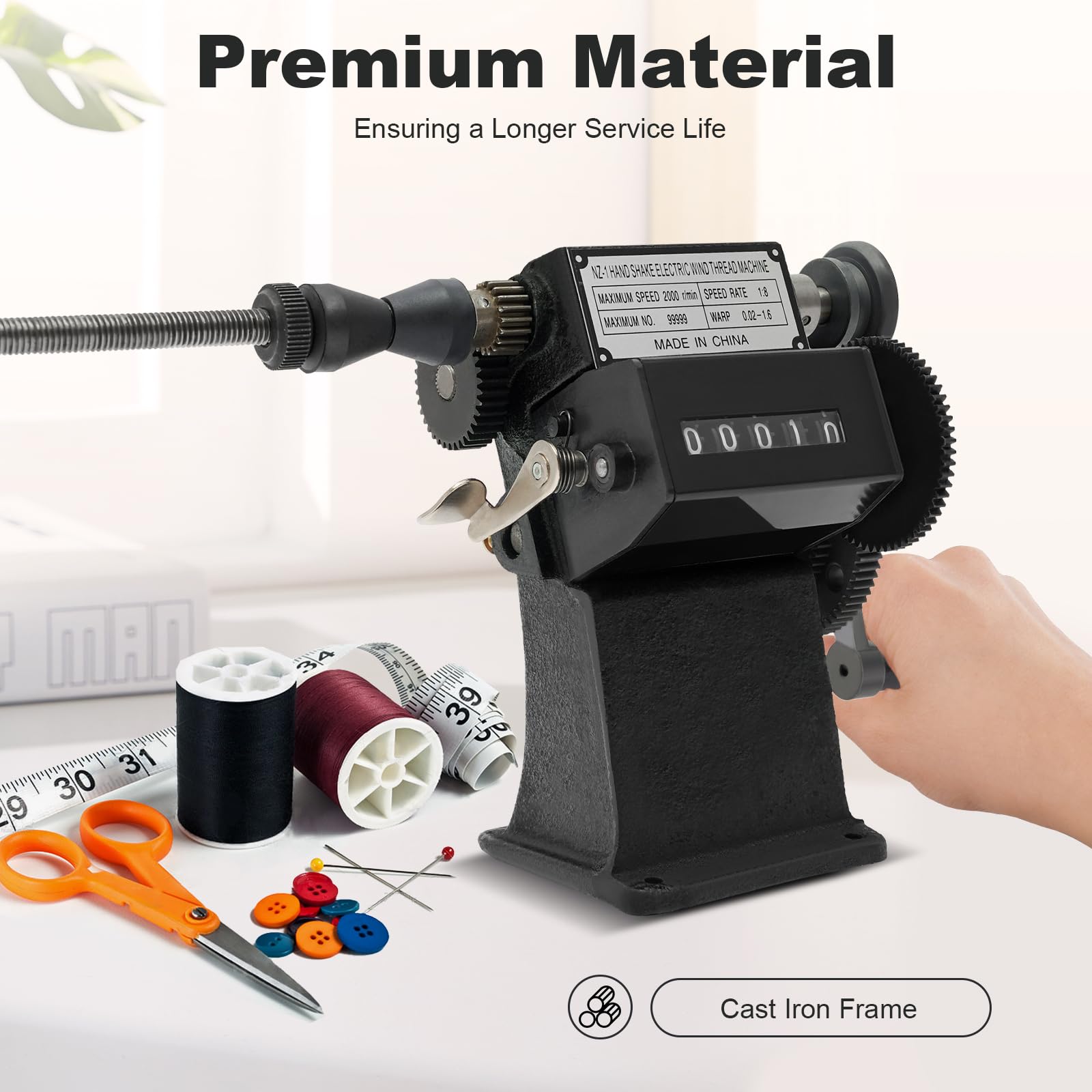TiryyDrela Avvolgitore Bobine Manuale con Contatore Ghisa
