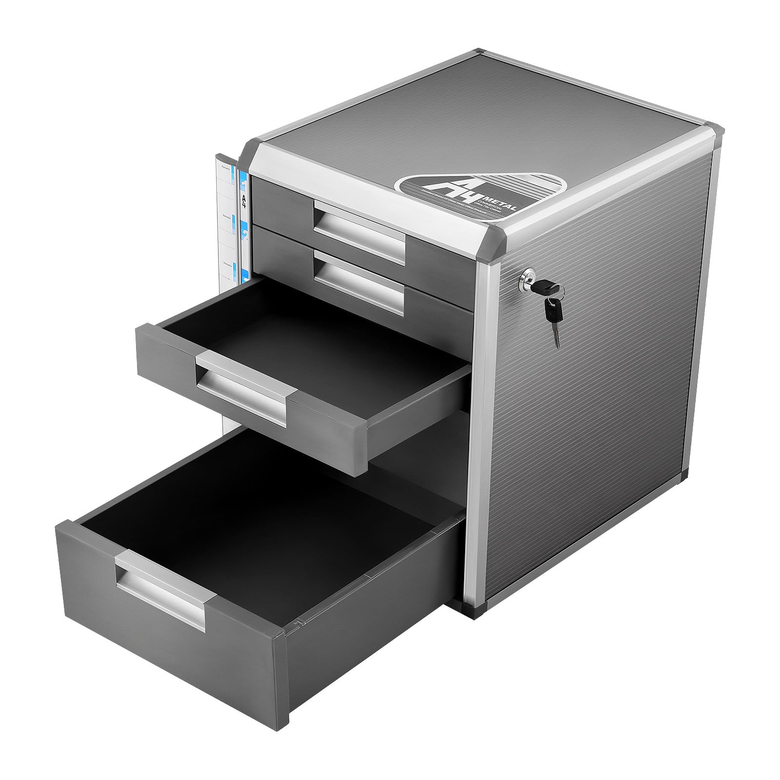 TiryyDrela Cassettiera Scrivania 5 Cassetti con Chiave Grigia