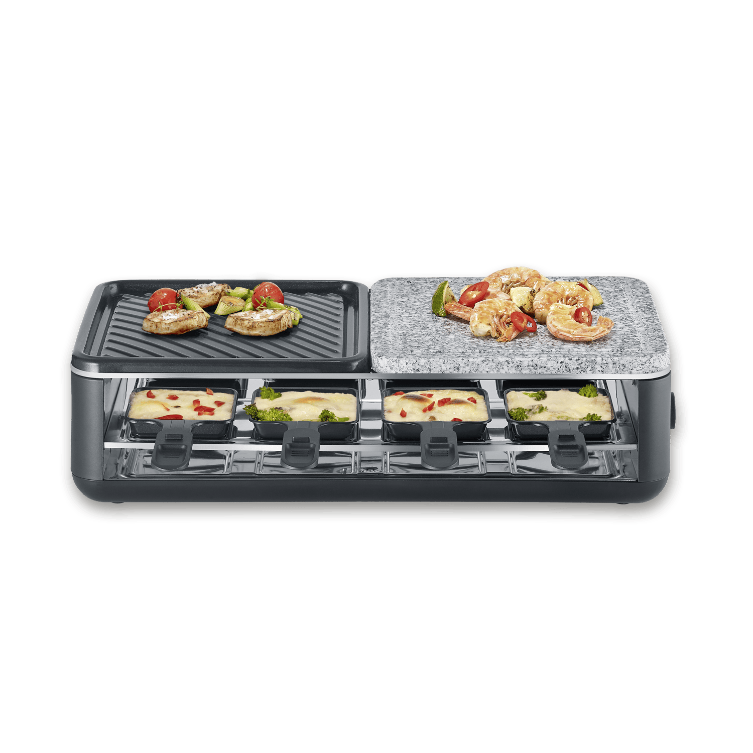 SEVO Black Line Lite griglia raclette 8 padelle pietra