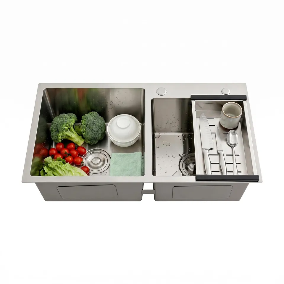 TiryyDrela Lavello Cucina 2 Vasche 78x43x21 cm Acciaio