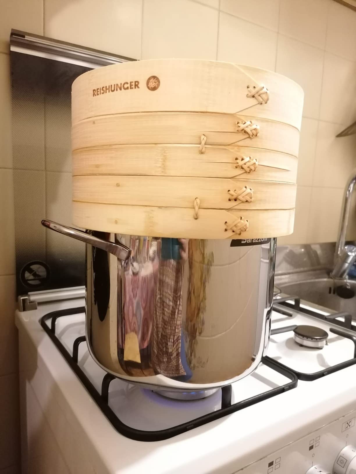 Reishunger vaporiera bambù 20 cm 2 piani per riso e dim sum