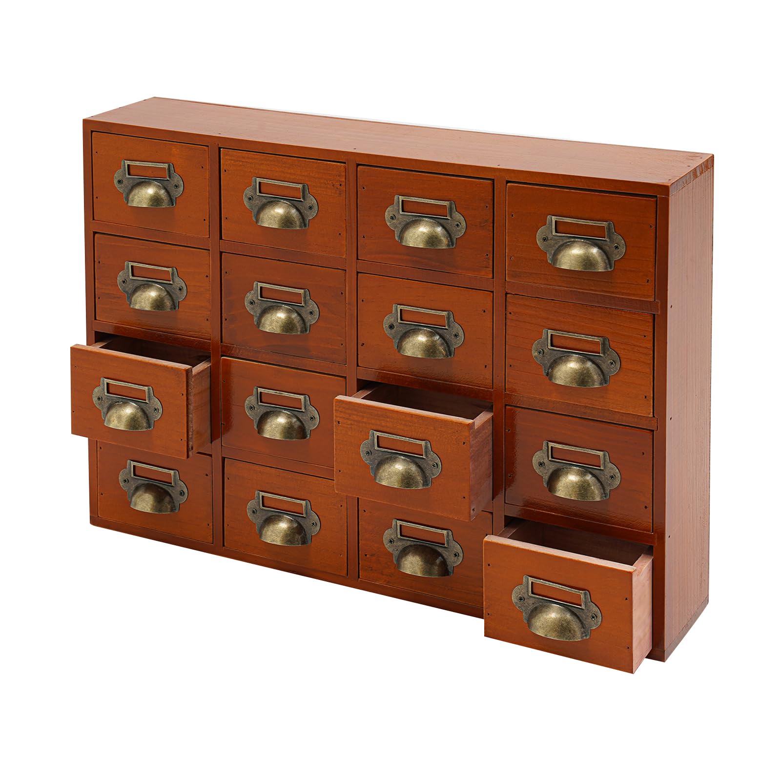 TiryyDrela Scatola 16 Cassetti Legno Marrone Vintage Ufficio