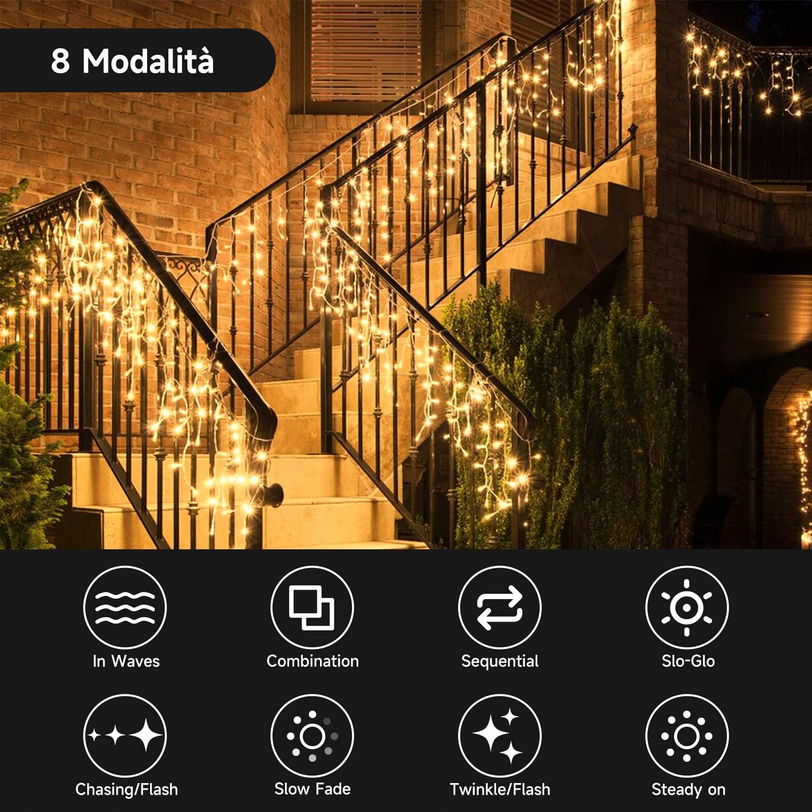 WOWDSGN Tenda Luminosa 15M 660 LED luci Natale bianco caldo