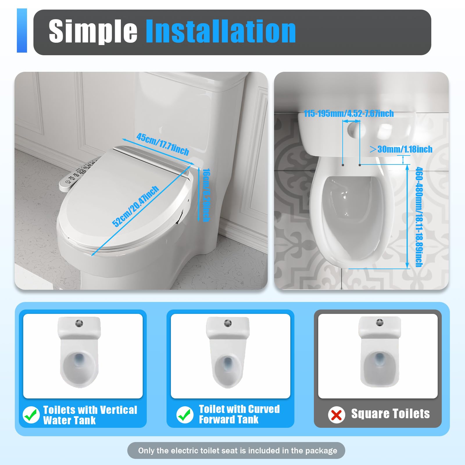 TiryyDrela Sedile WC Giapponese Elettrico con Bidet Riscaldato