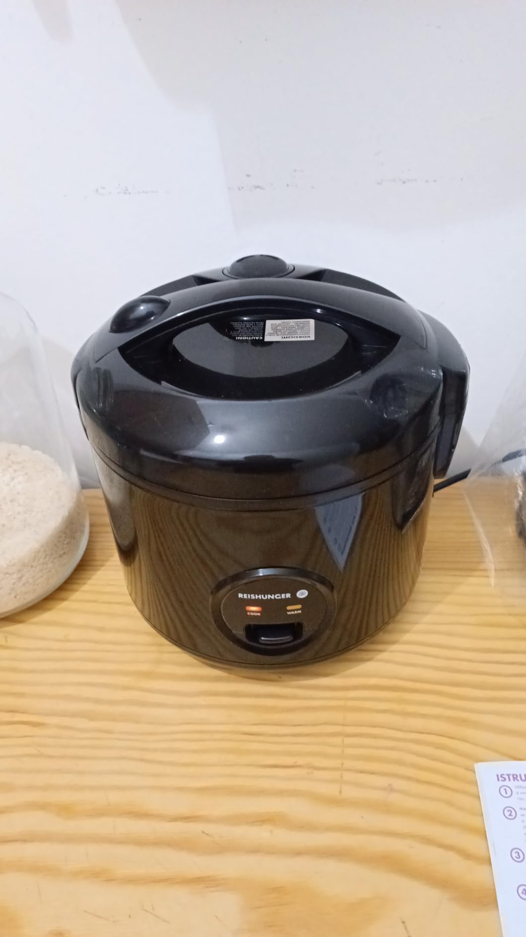 Reishunger cuociriso elettrico nero 1,2 L 6 persone antiaderente