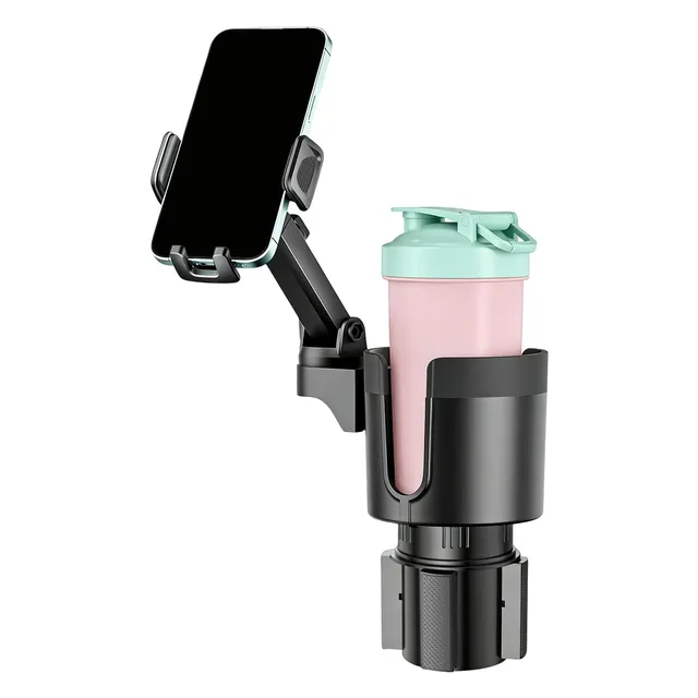 TiryyDrela Portabicchieri Auto 2 in 1 Nero con Porta Telefono