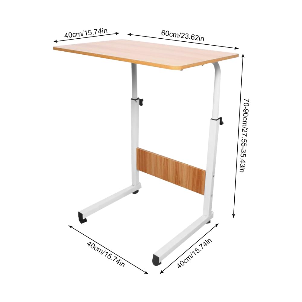 TiryyDrela Scrivania Mobile con Ruote 70-90 cm Piano 60x40 cm