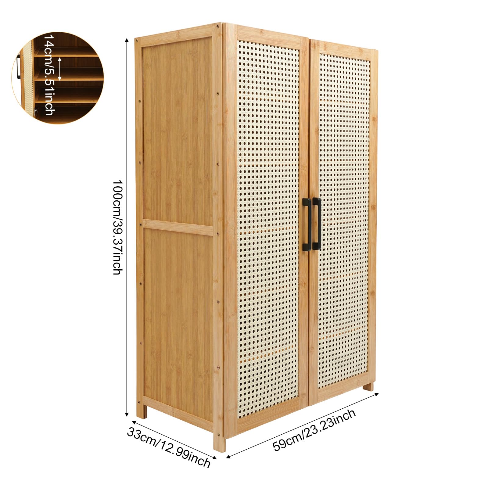 TiryyDrela Scarpiera in Bambù 6 Ripiani Legno Naturale