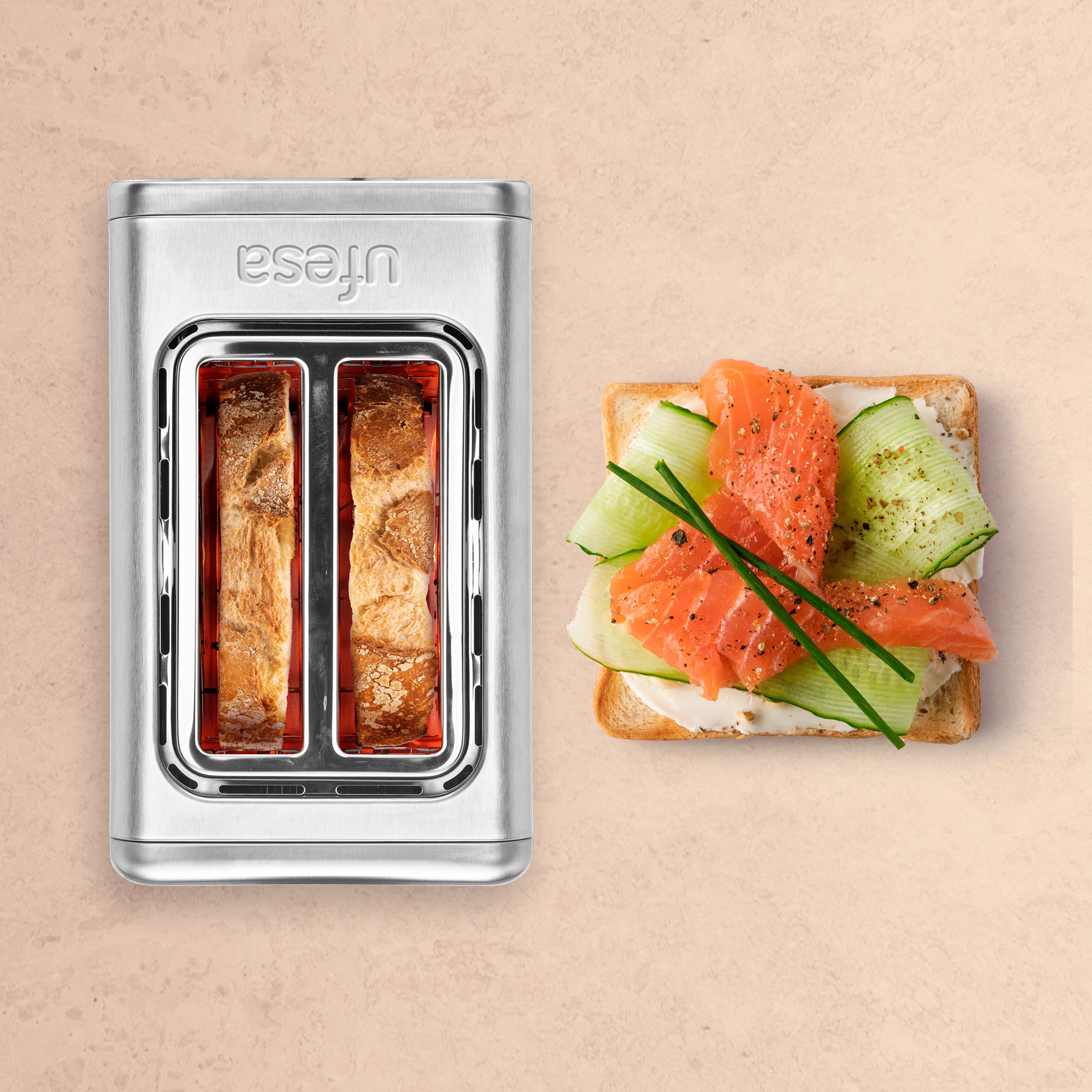 Ufesa One Touch Duo tostapane 2 fessure 6 livelli inox