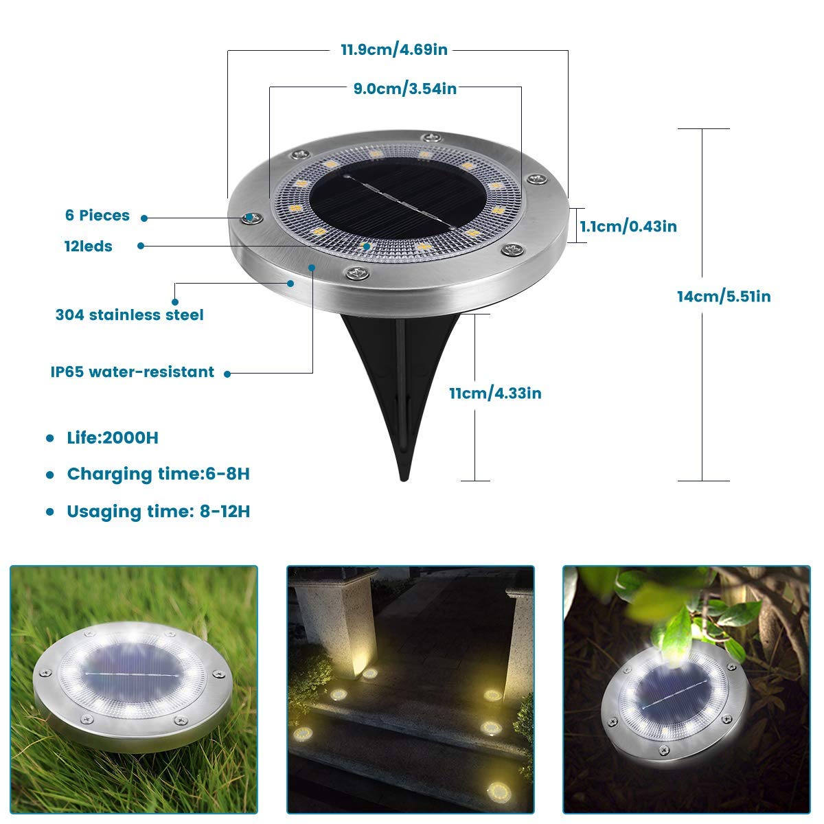 WOWDSGN faretto solare giardino bianco freddo 8 pezzi IP65