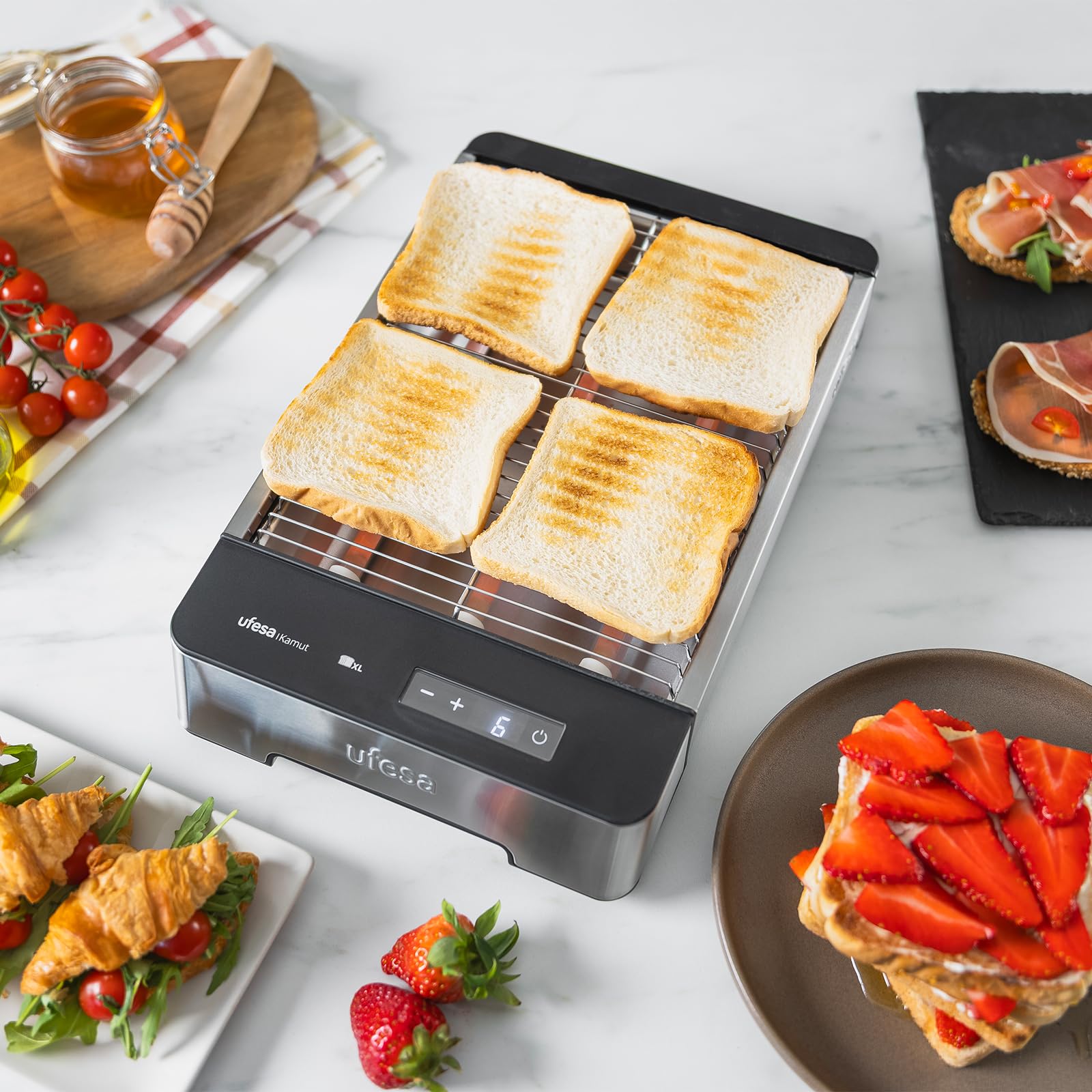 Ufesa Kamut tostapane orizzontale Digital 1000W 4 fette