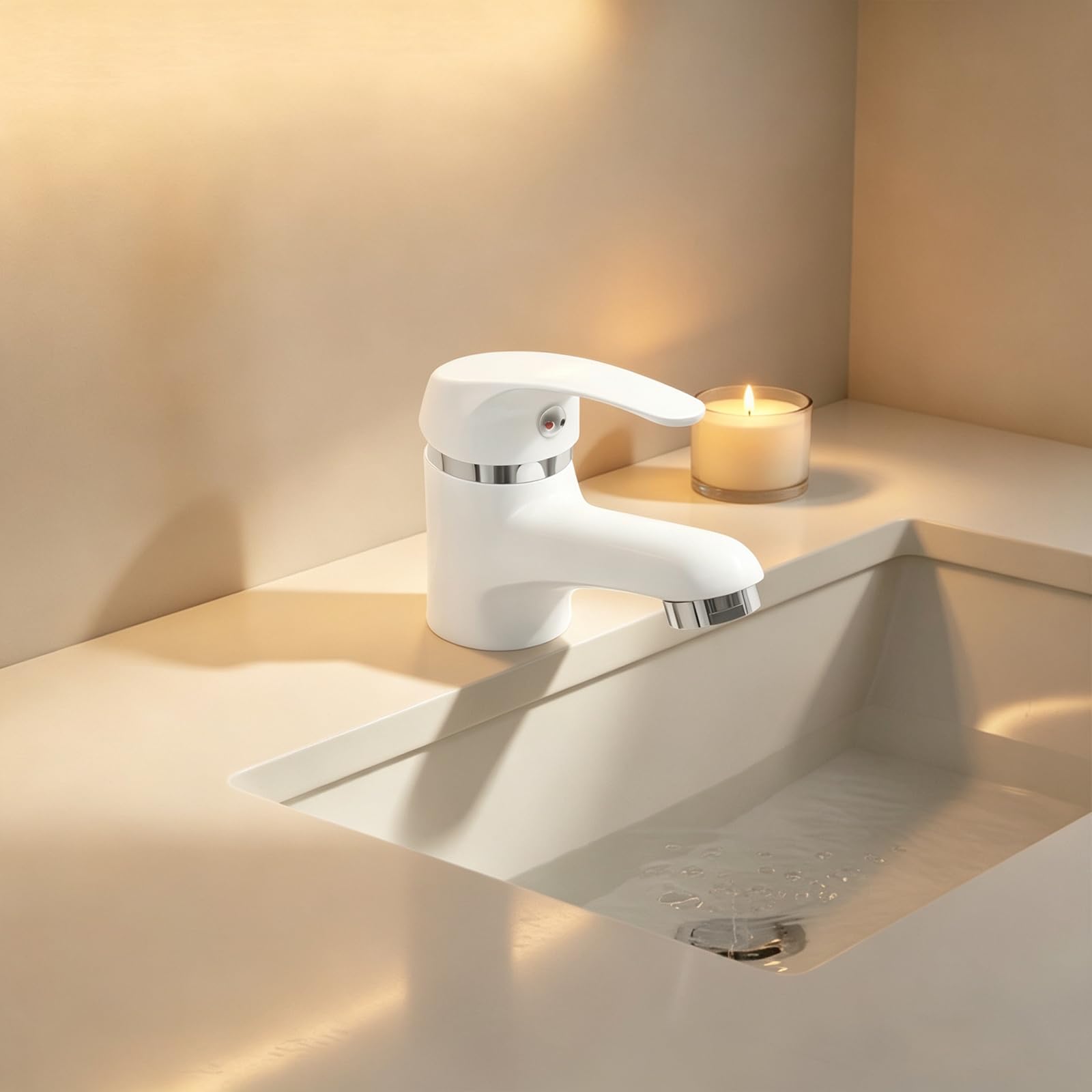 TiryyDrela Rubinetto Bagno Bianco Ottone Compatto 10 cm
