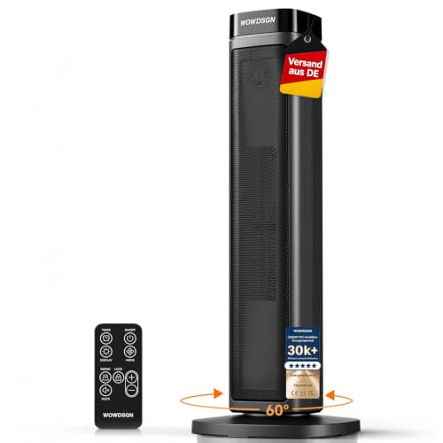 WOWDSGN PTC termoventilatore a torre nero 2000W