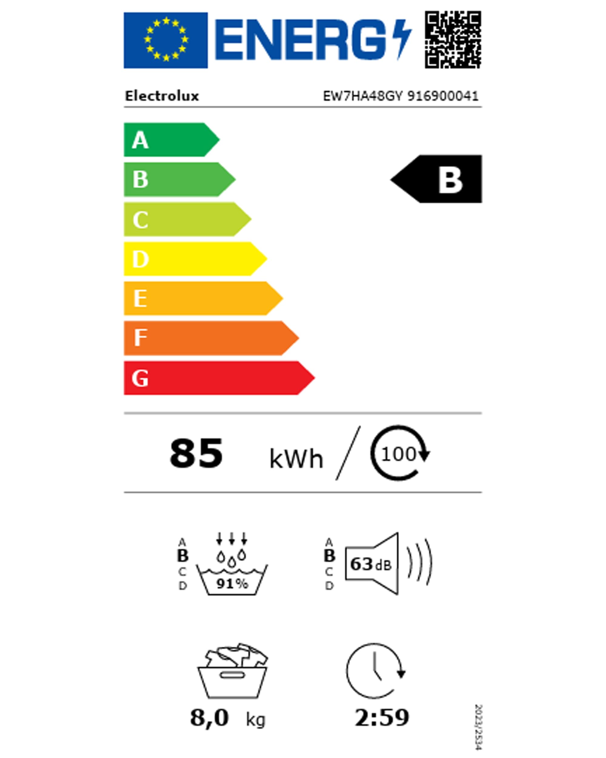 Electrolux EW7HA48GY Asciugatrice 8Kg Pompa di Calore DelicateCare