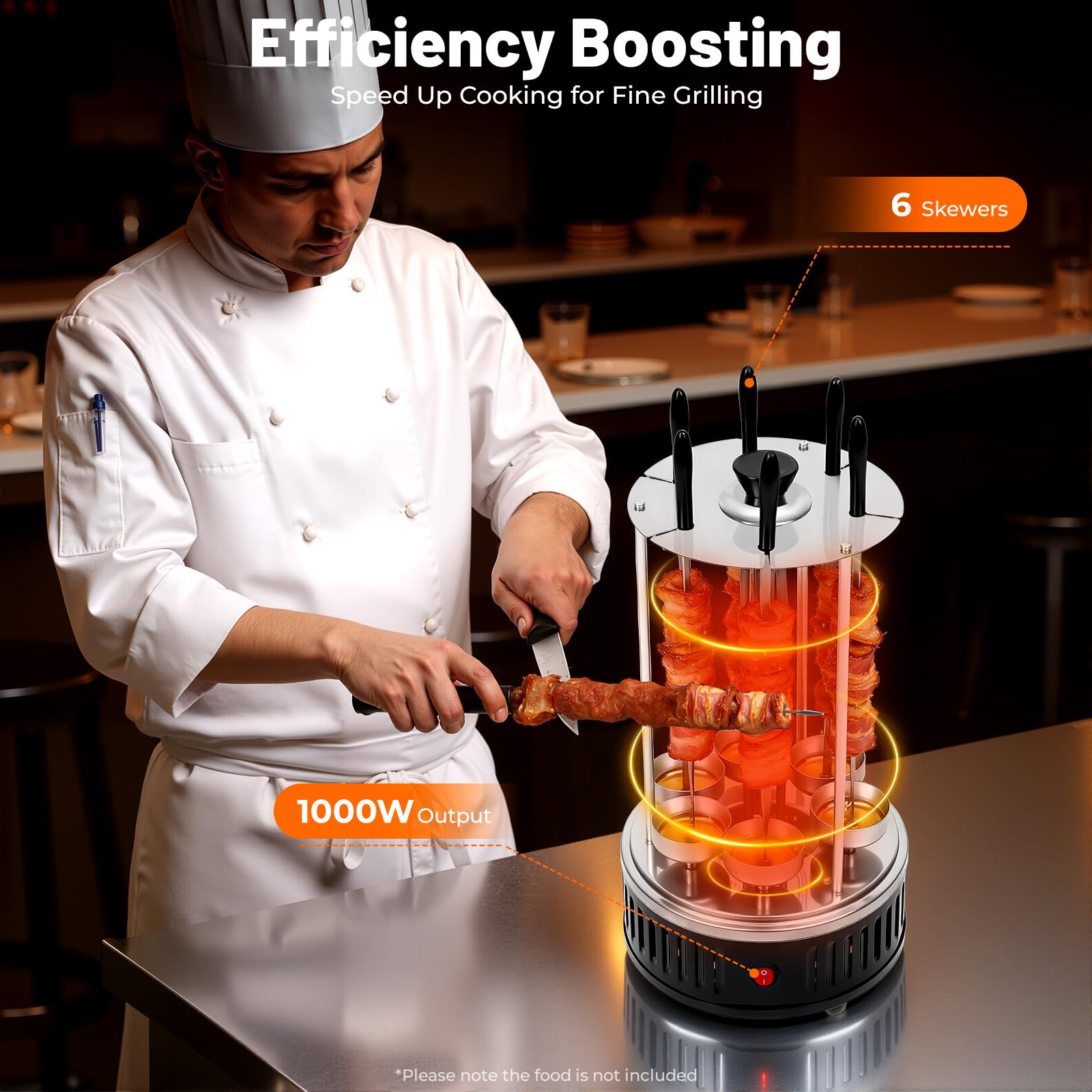 TiryyDrela Barbecue Verticale Elettrico Senza Fumo 1000W