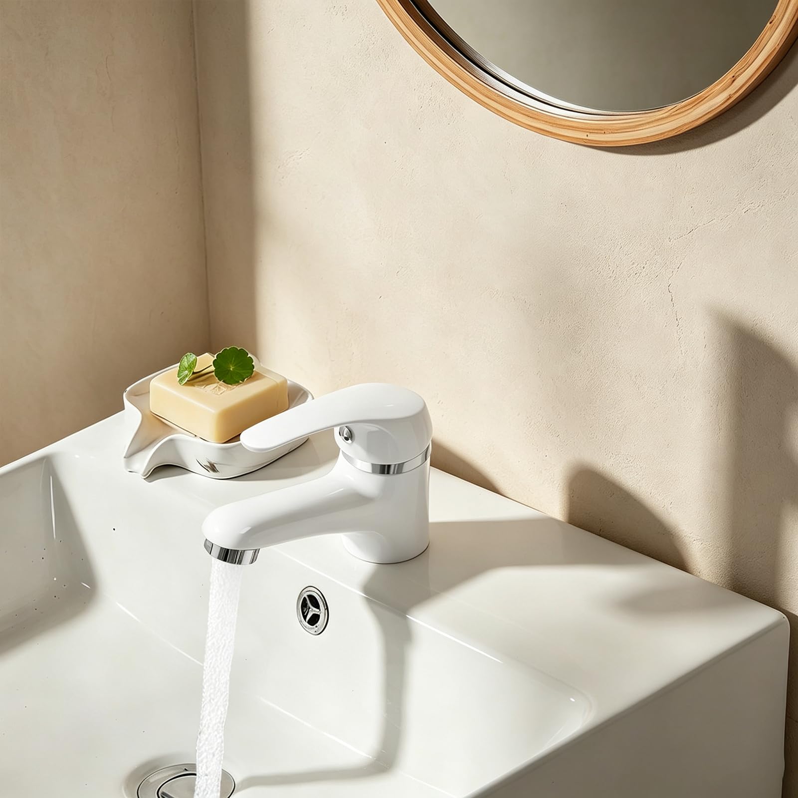 TiryyDrela Rubinetto Bagno Bianco Ottone Compatto 10 cm