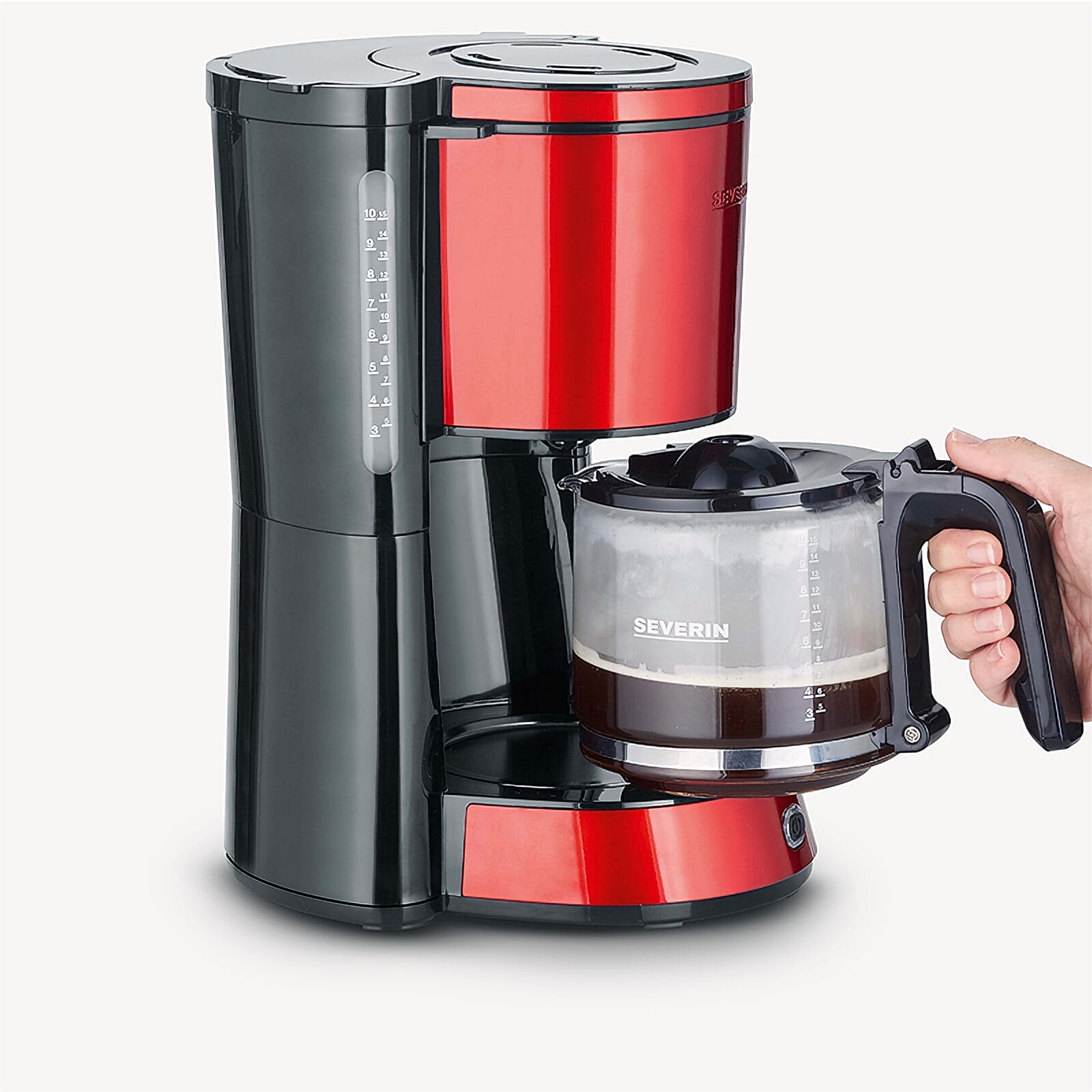 SEVO macchina caffe filtro 10 tazze rosso inox