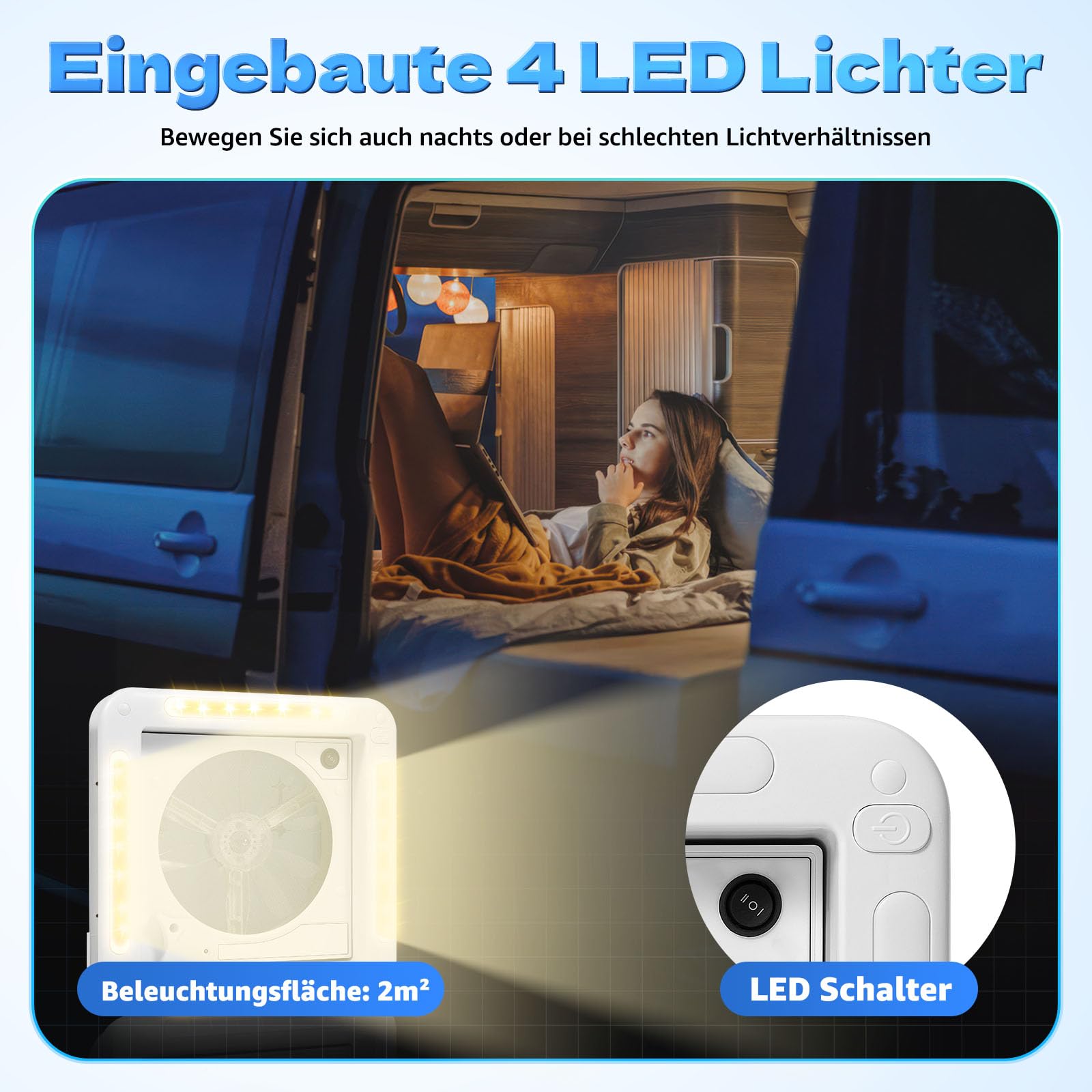 TiryyDrela Ventilatore Tetto Camper 12V LED Reversibile IP68