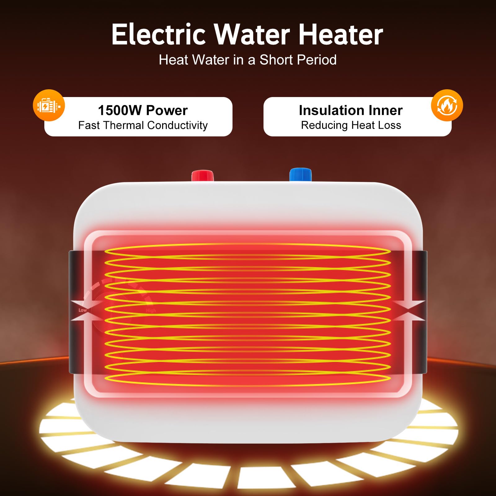 TiryyDrela Scaldabagno Elettrico 6L 1500W 0-65°C