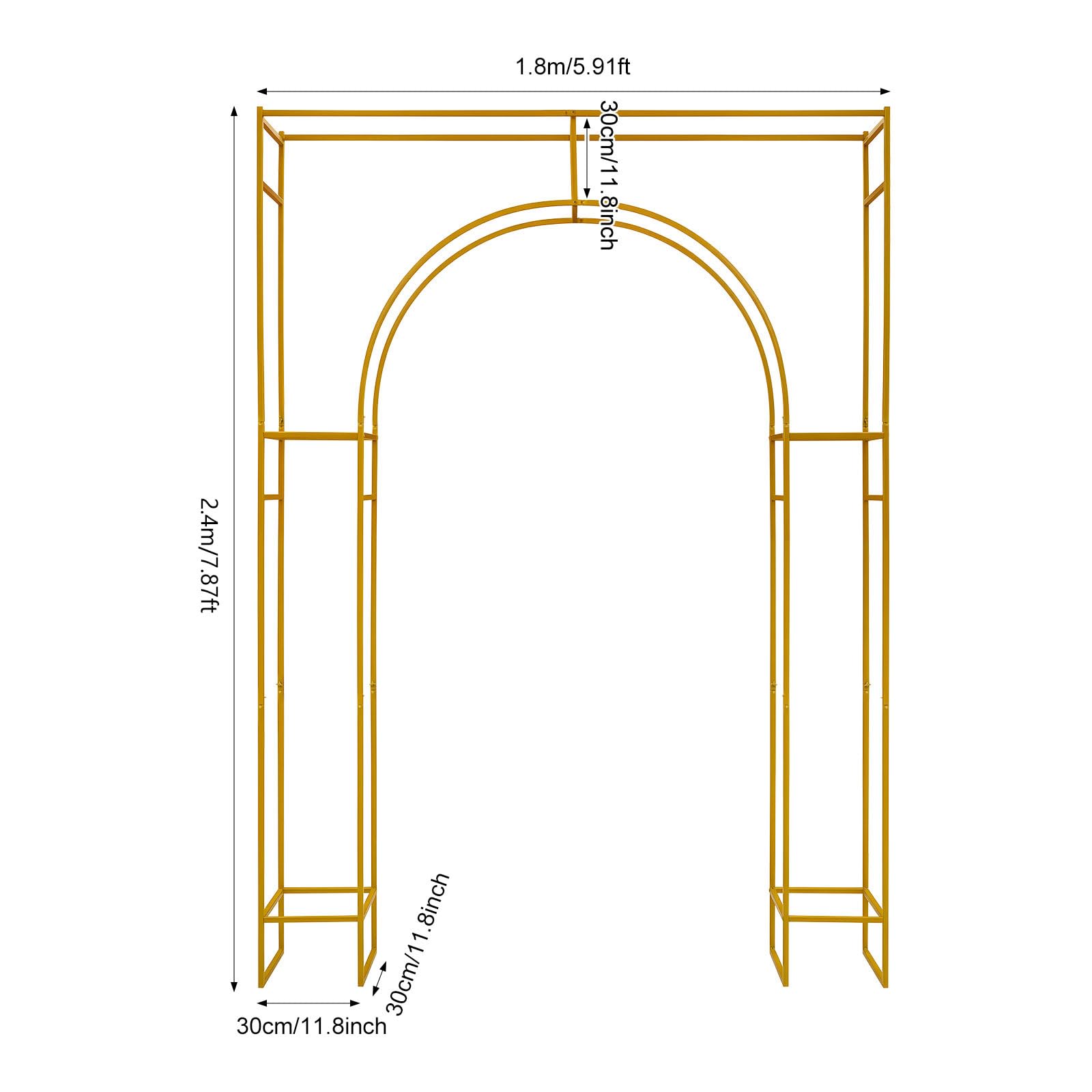 TiryyDrela Arco Nozze Oro 1,8x2,4 m in Acciaio