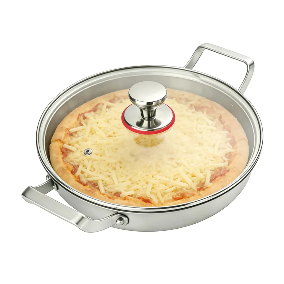 TiryyDrela padella acciaio inox 28 cm con coperchio vetro